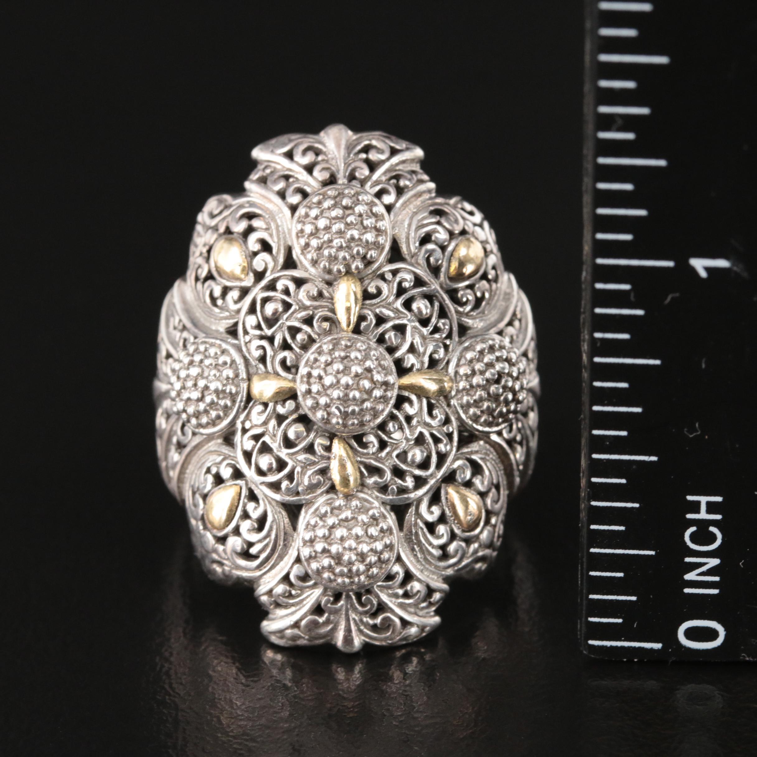 Sarda Sterling Ring with 18K Accent