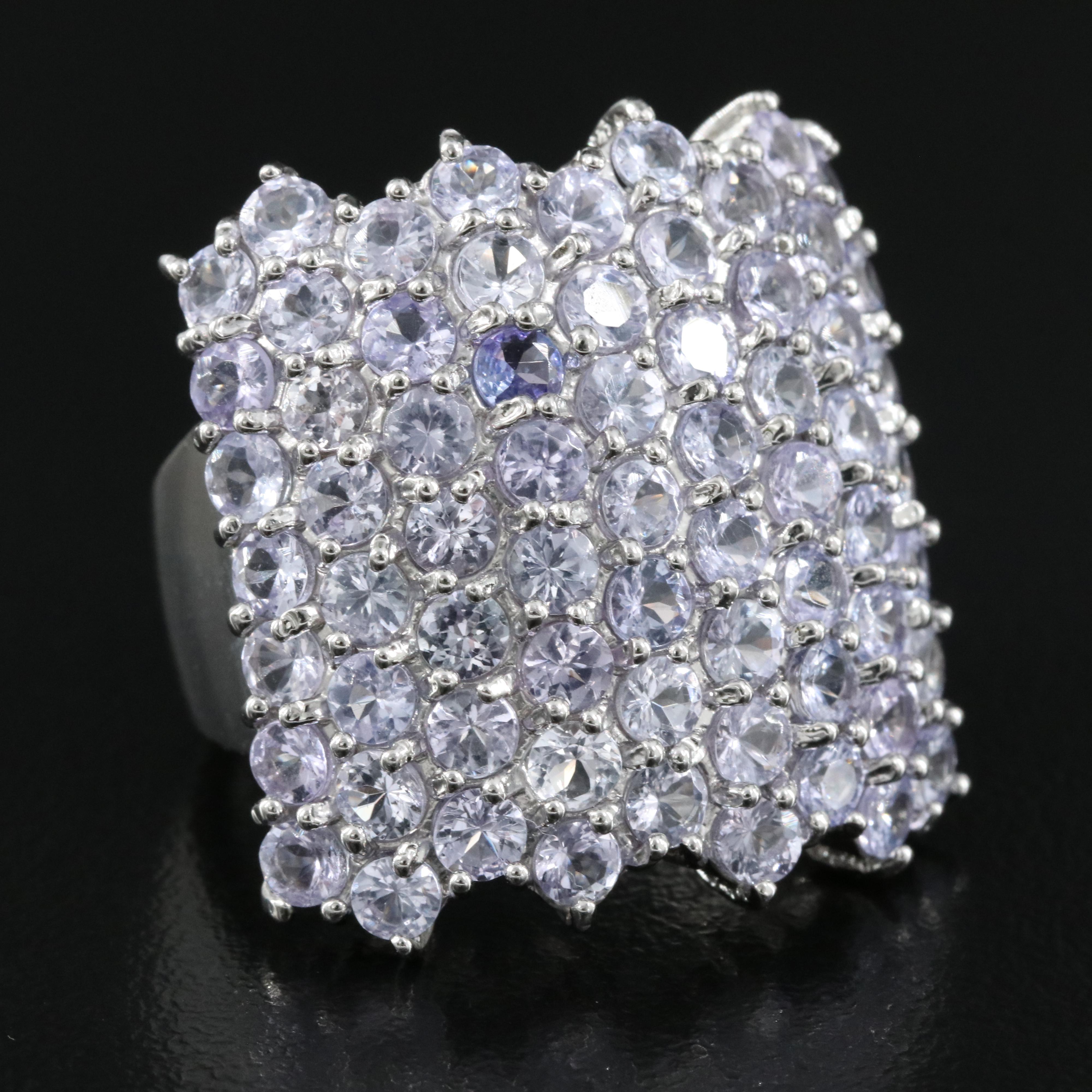 Sterling Silver Tanzanite Cluster Ring