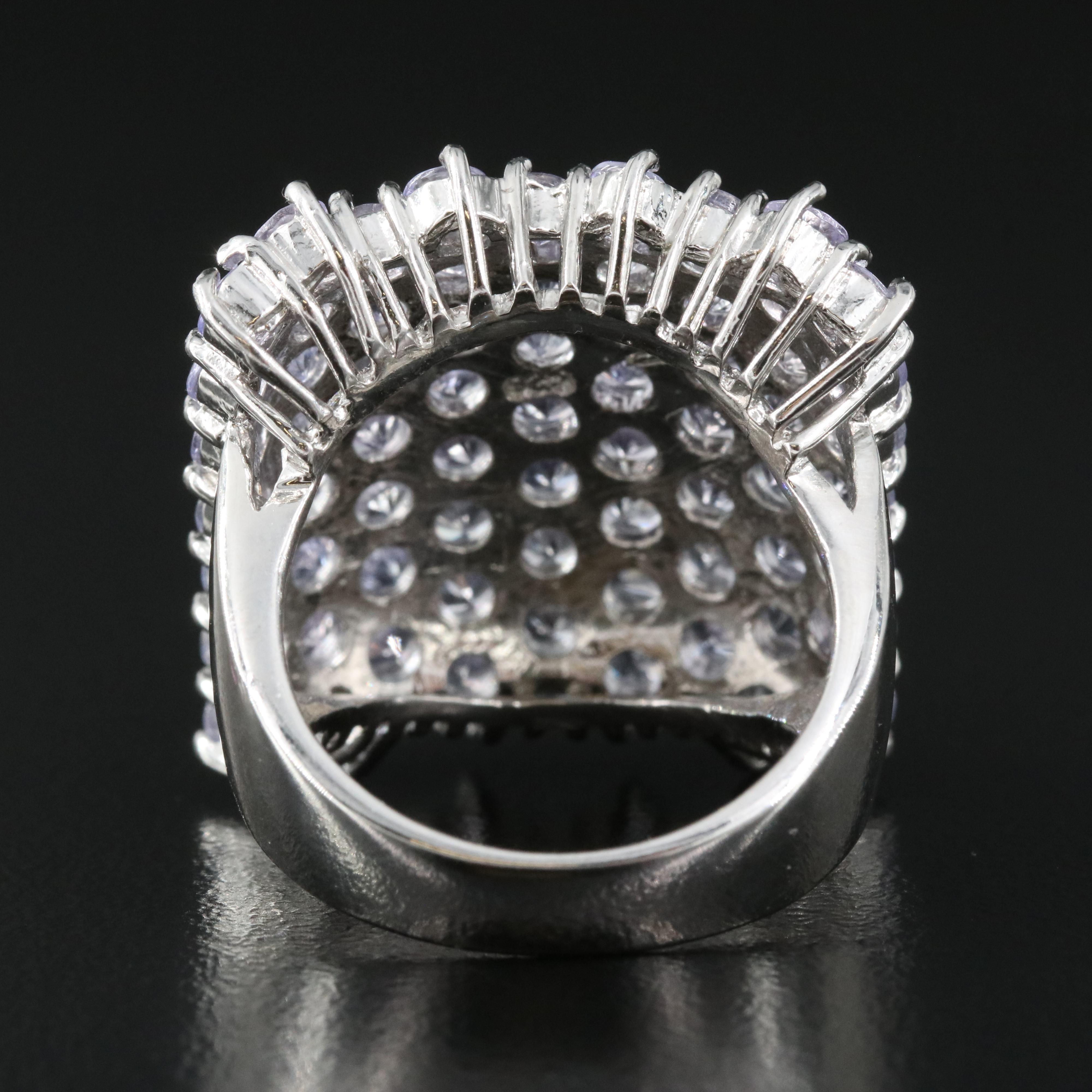 Sterling Silver Tanzanite Cluster Ring