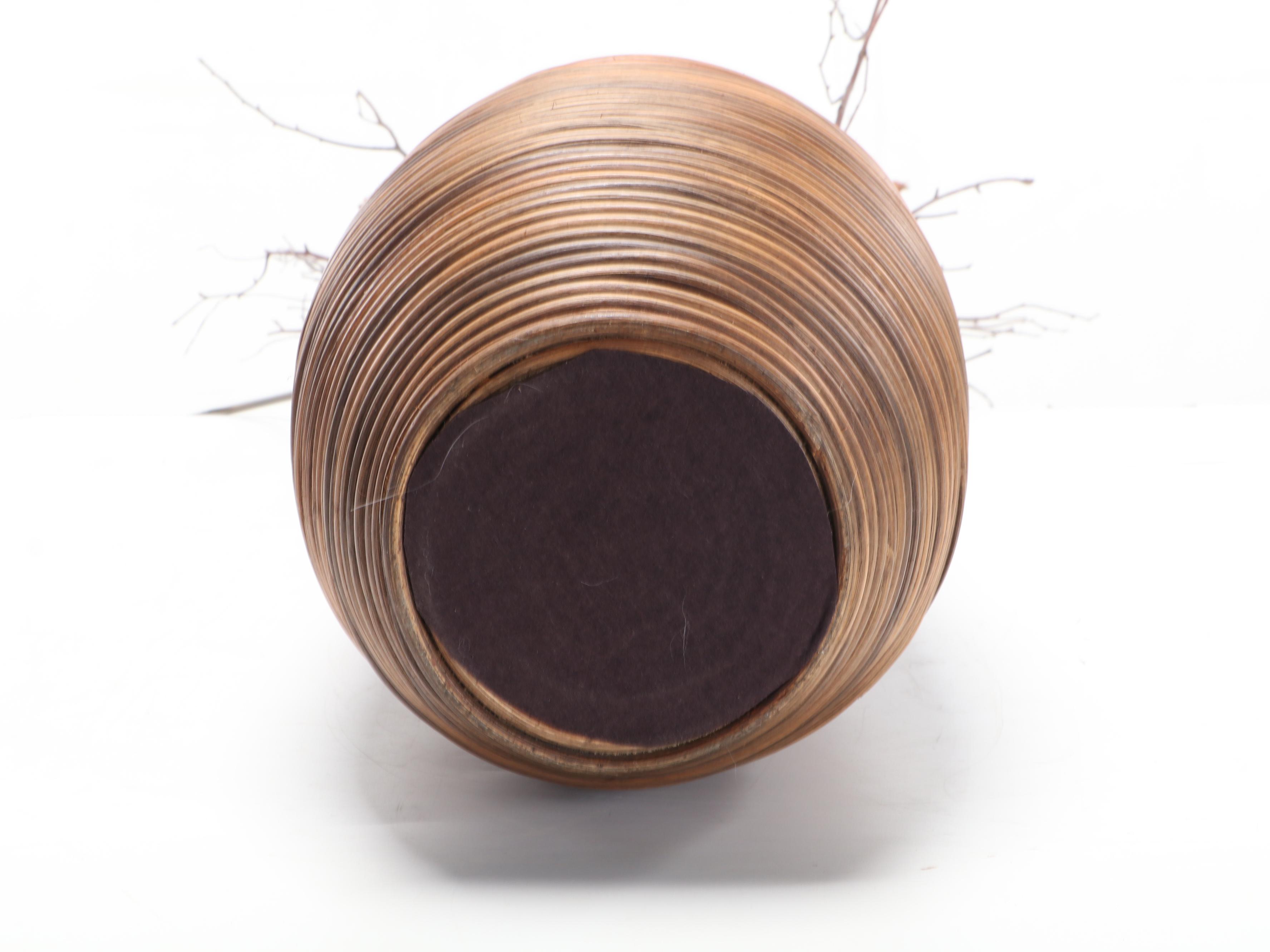 Wooden Floor Vase with Artificial Flowers