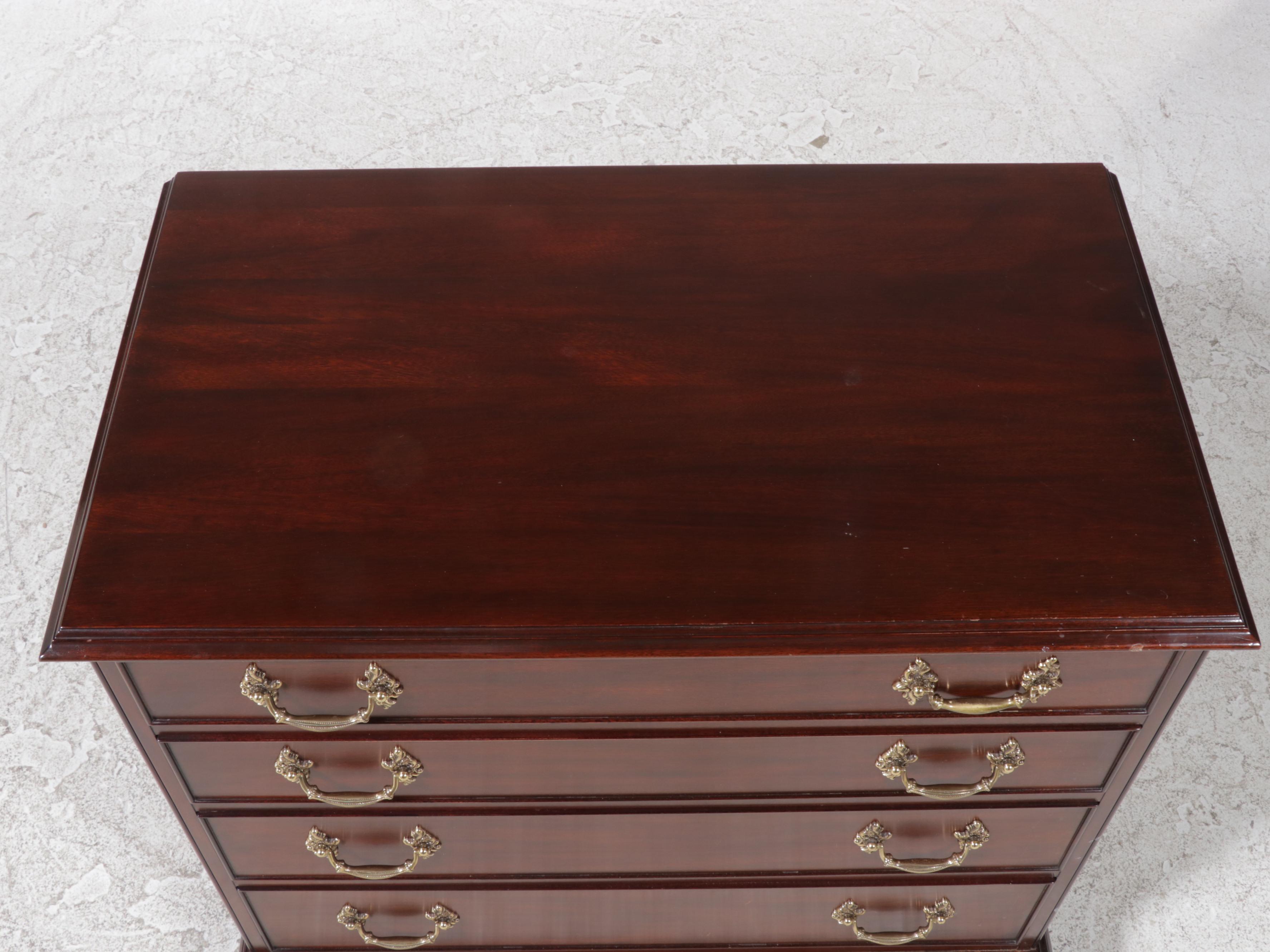 Henkel-Harris Chippendale Style Mahogany Four-Drawer Bedside Chest