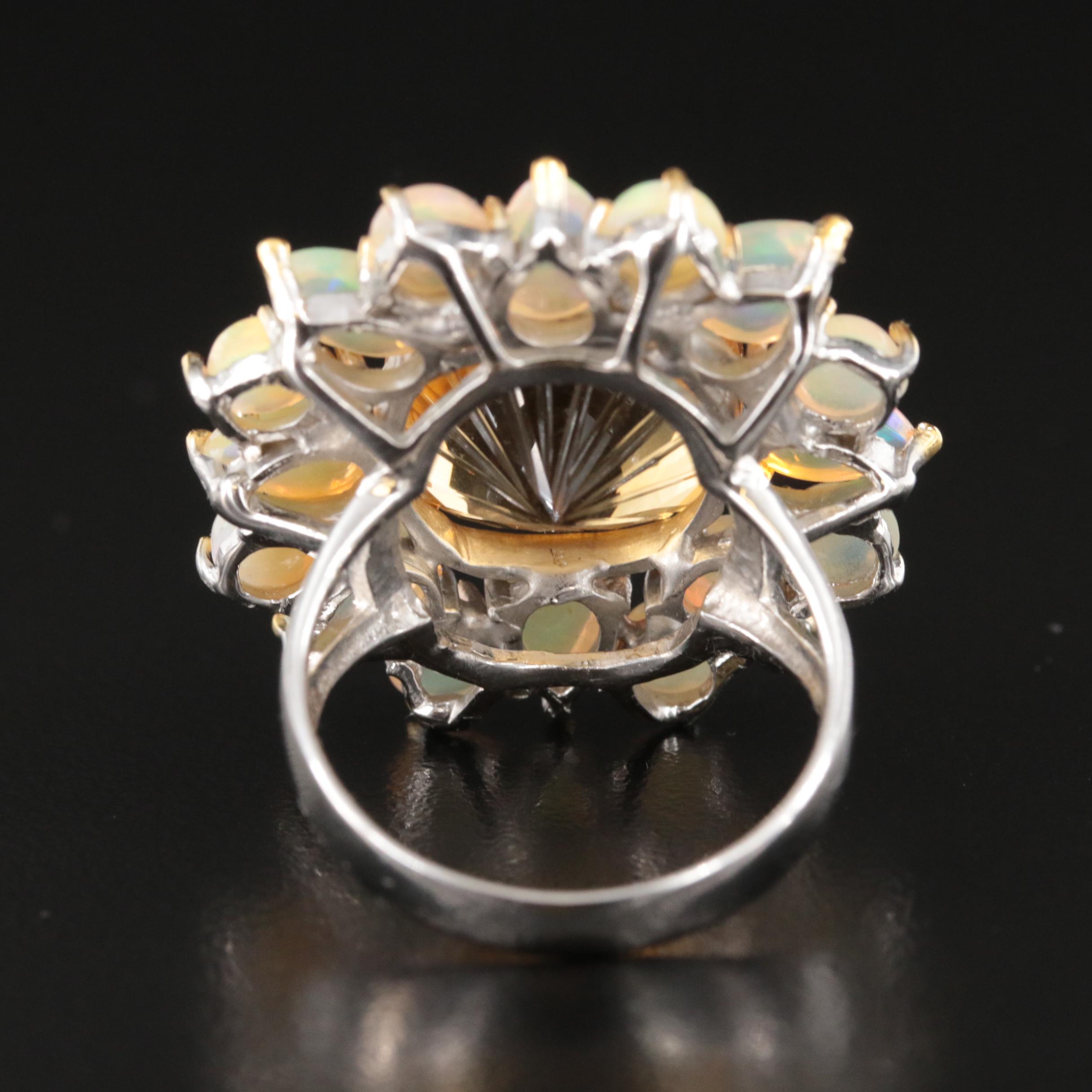 Sterling Citrine and Opal Ring