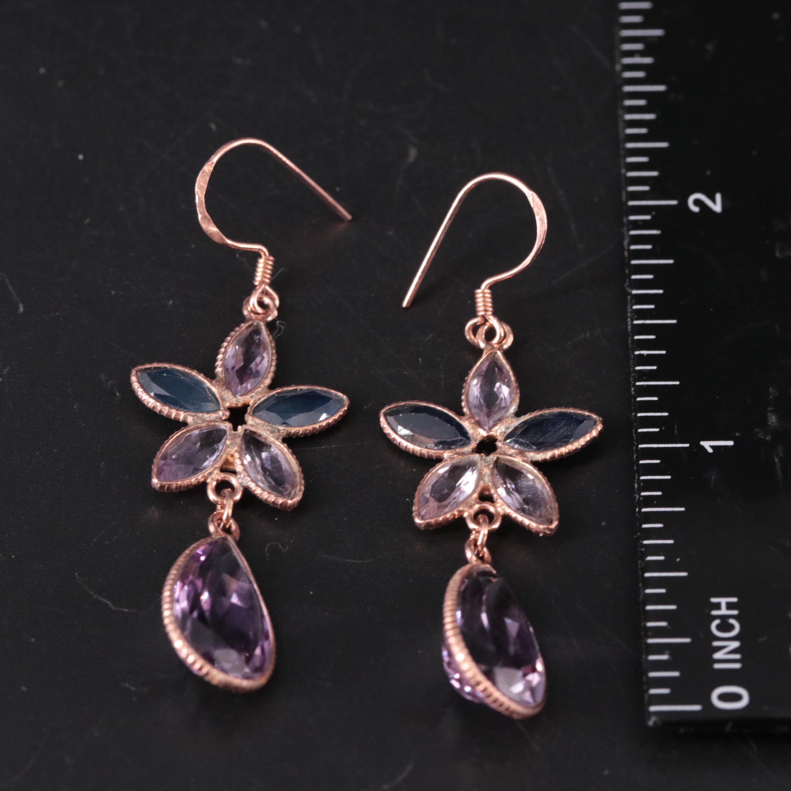 Sterling Silver Gemstone Drop Earrings