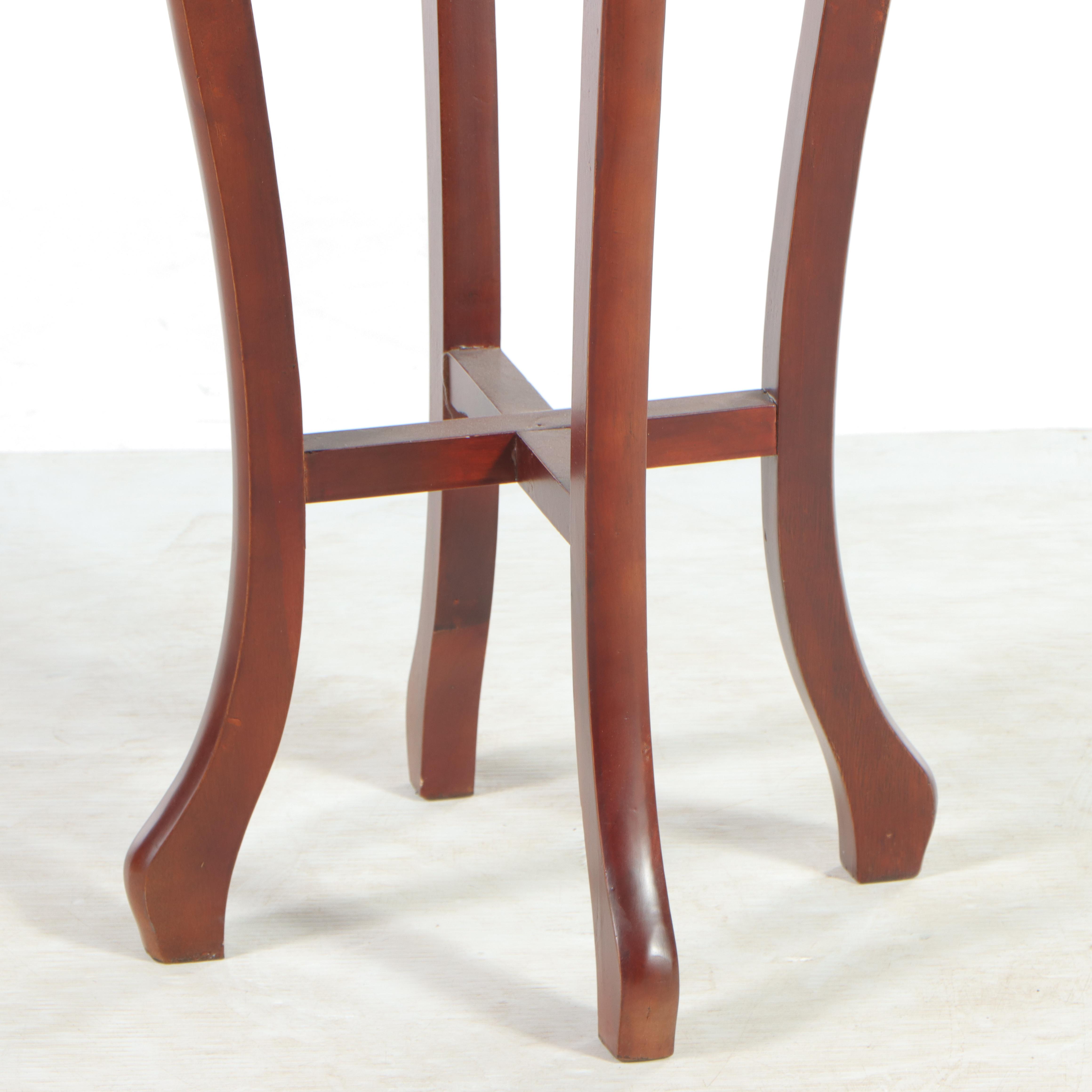 Chinese Carved Hardwood and Marble Top Pedestal