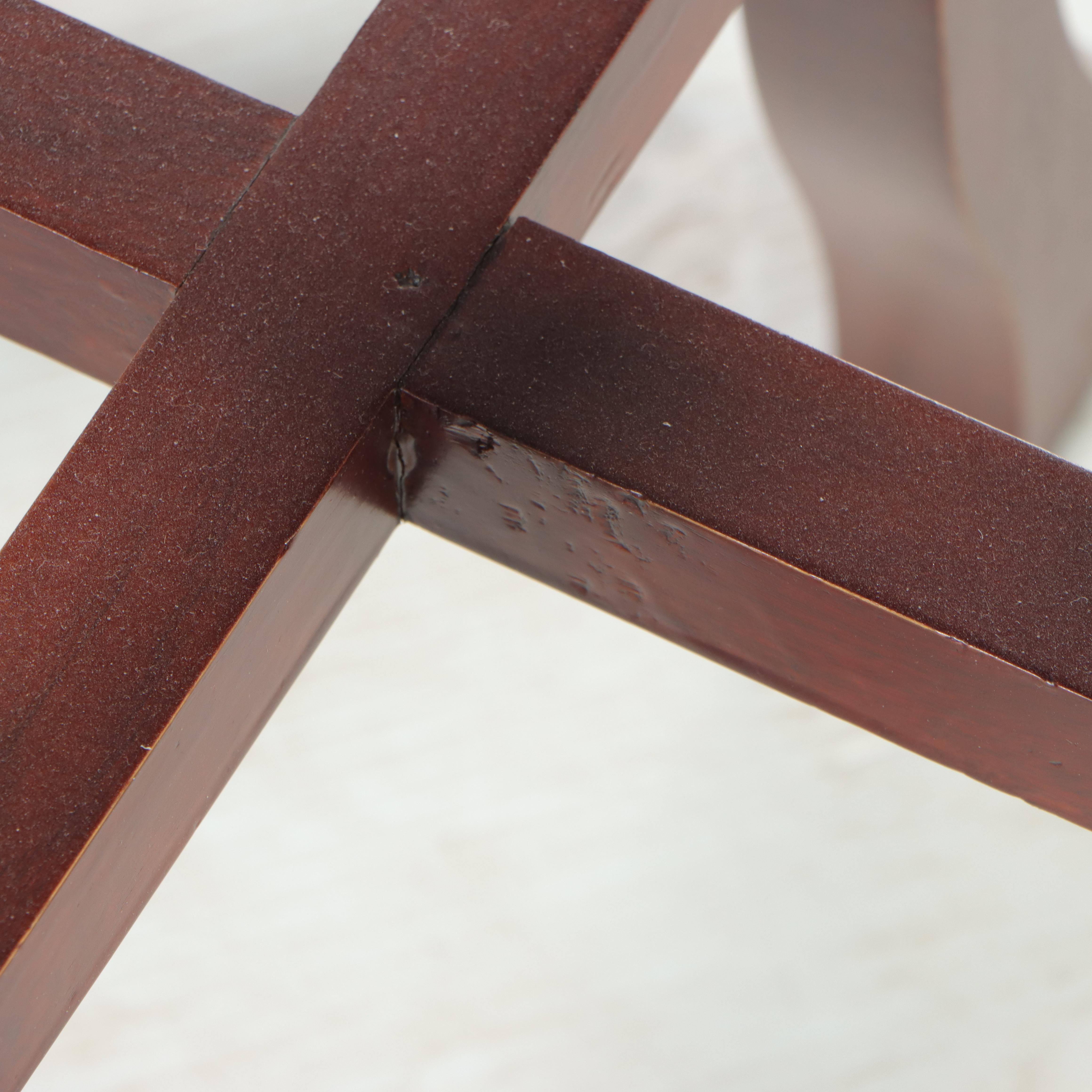 Chinese Carved Hardwood and Marble Top Pedestal