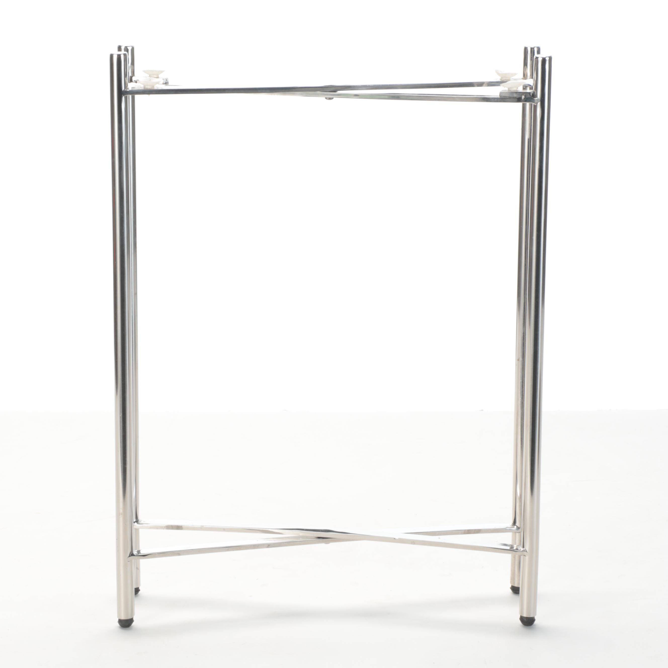 Tozai Home Composite Agate Top and Chromed Metal Side Table