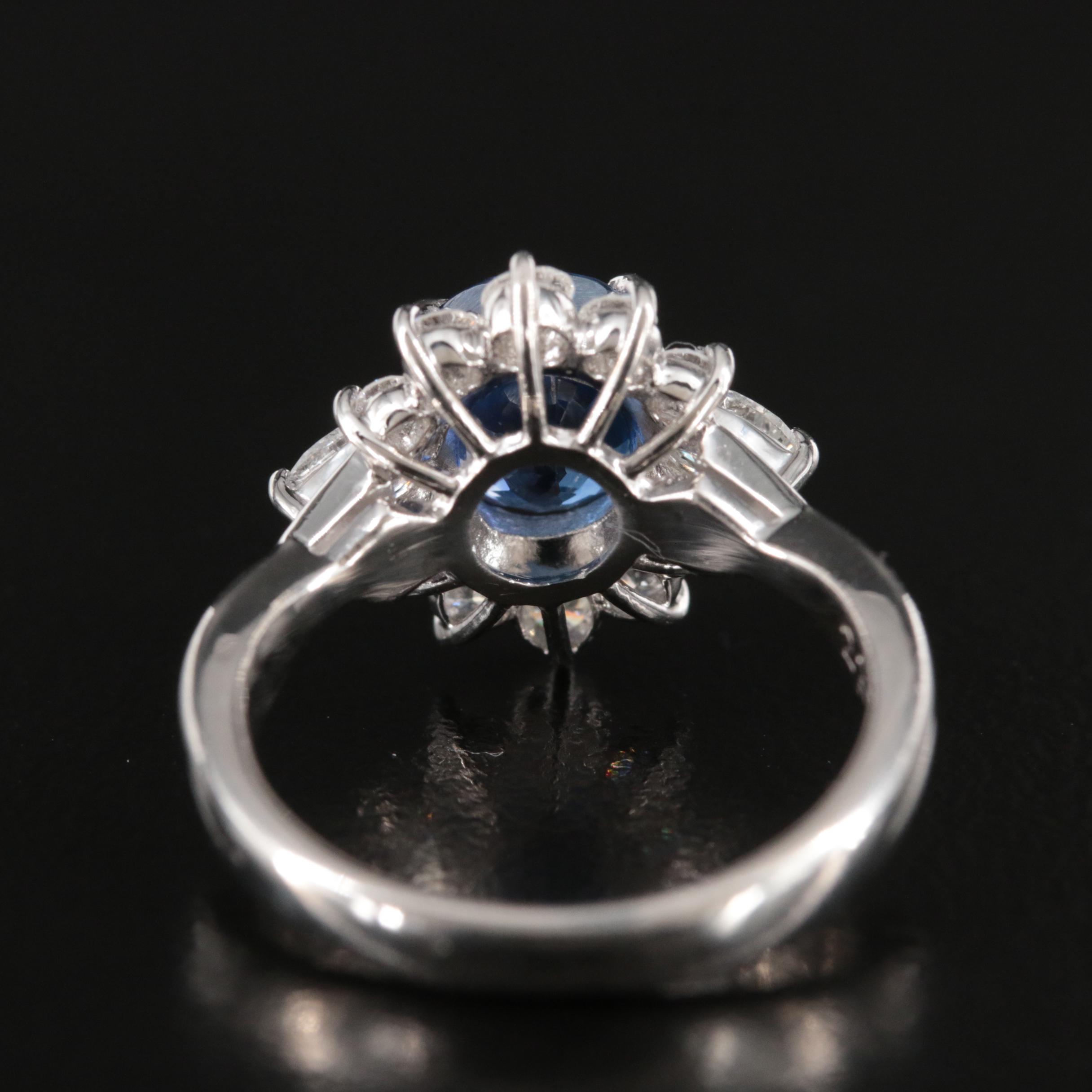 Platinum 2.23 CT Ceylon Sapphire and Diamond Ring with GIA Report