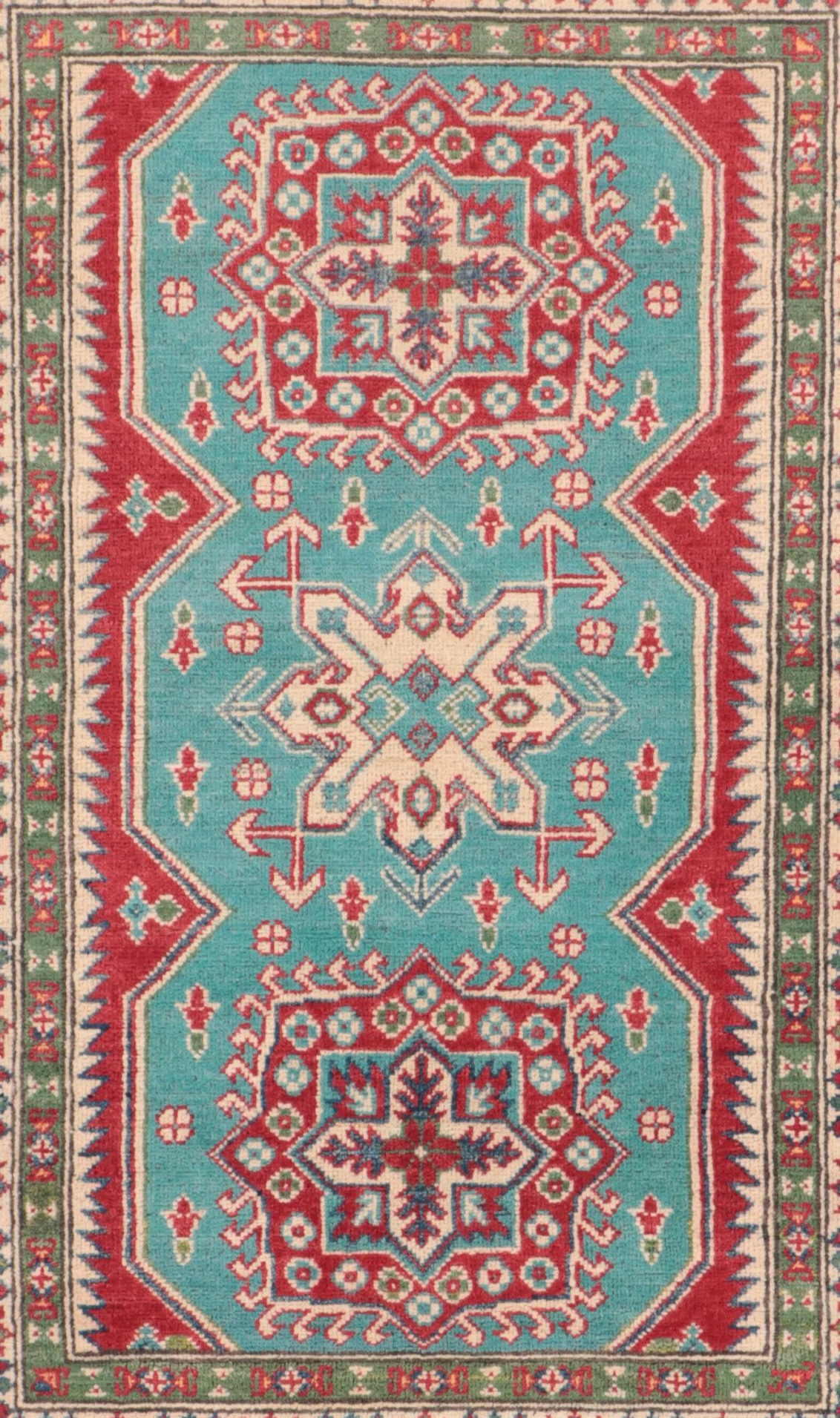 3'3 x 4'11 Hand-Knotted Pakistani Kazak Accent Rug