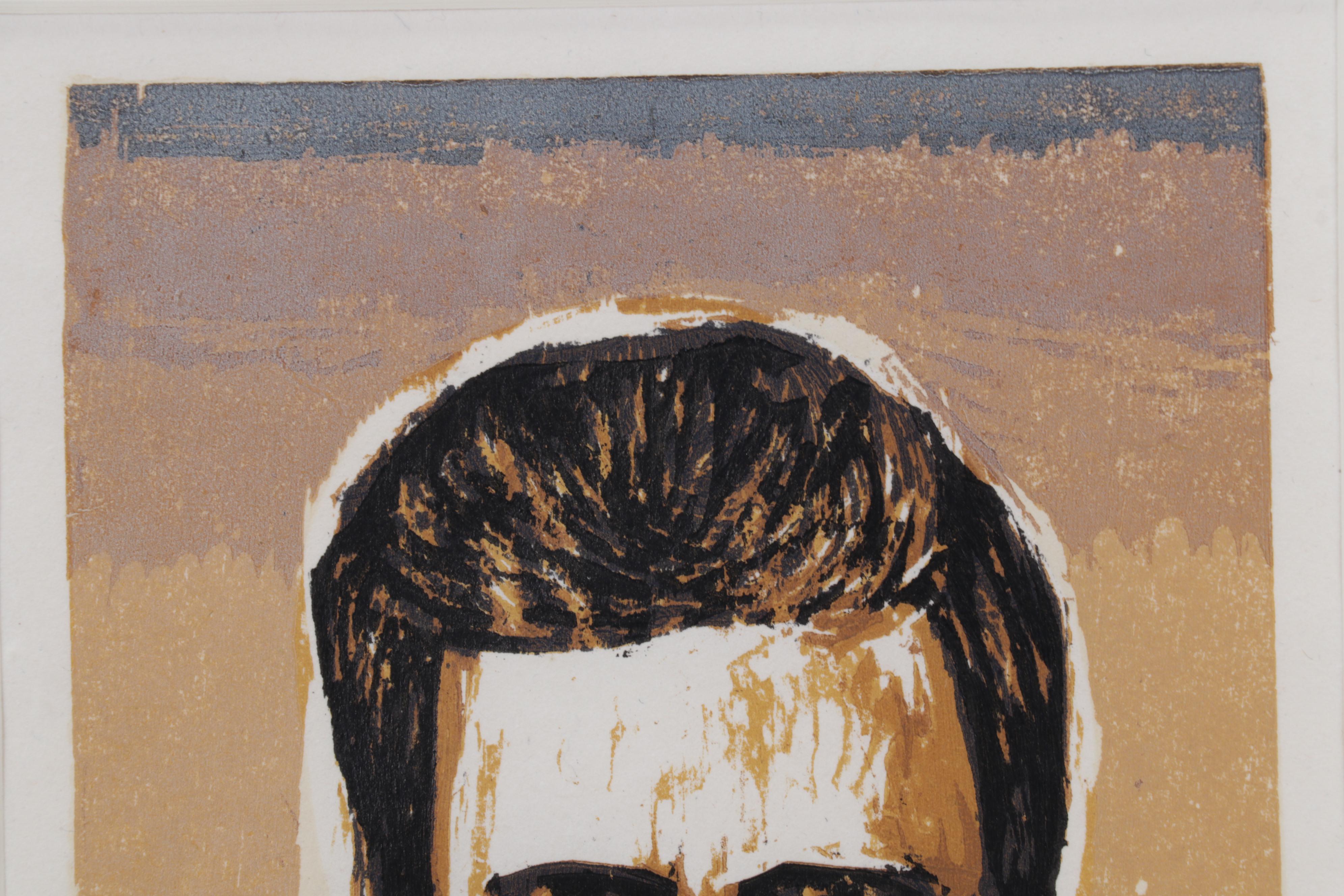 Sidney Chafetz Woodcut "Mark Strand," 1988