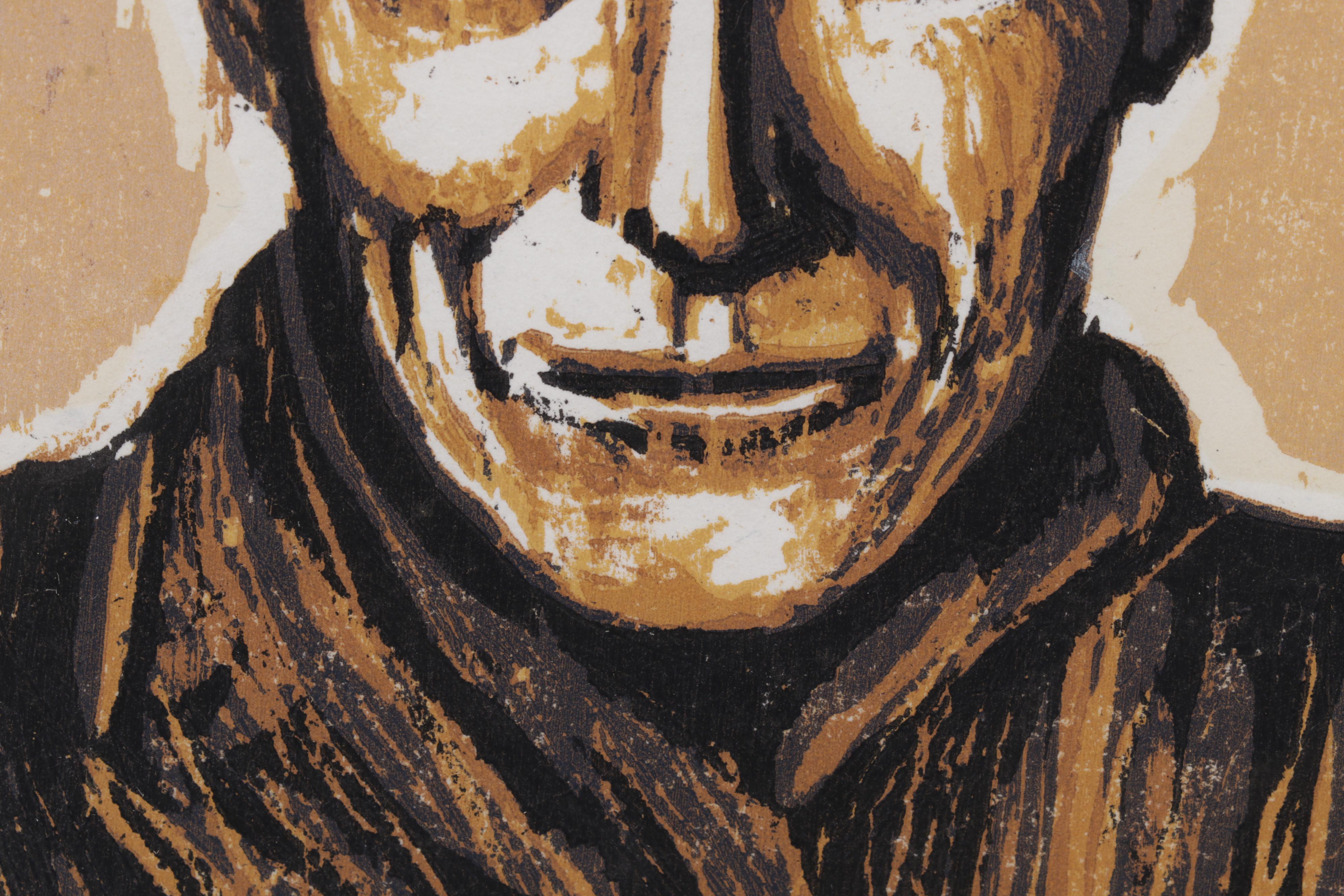 Sidney Chafetz Woodcut "Mark Strand," 1988