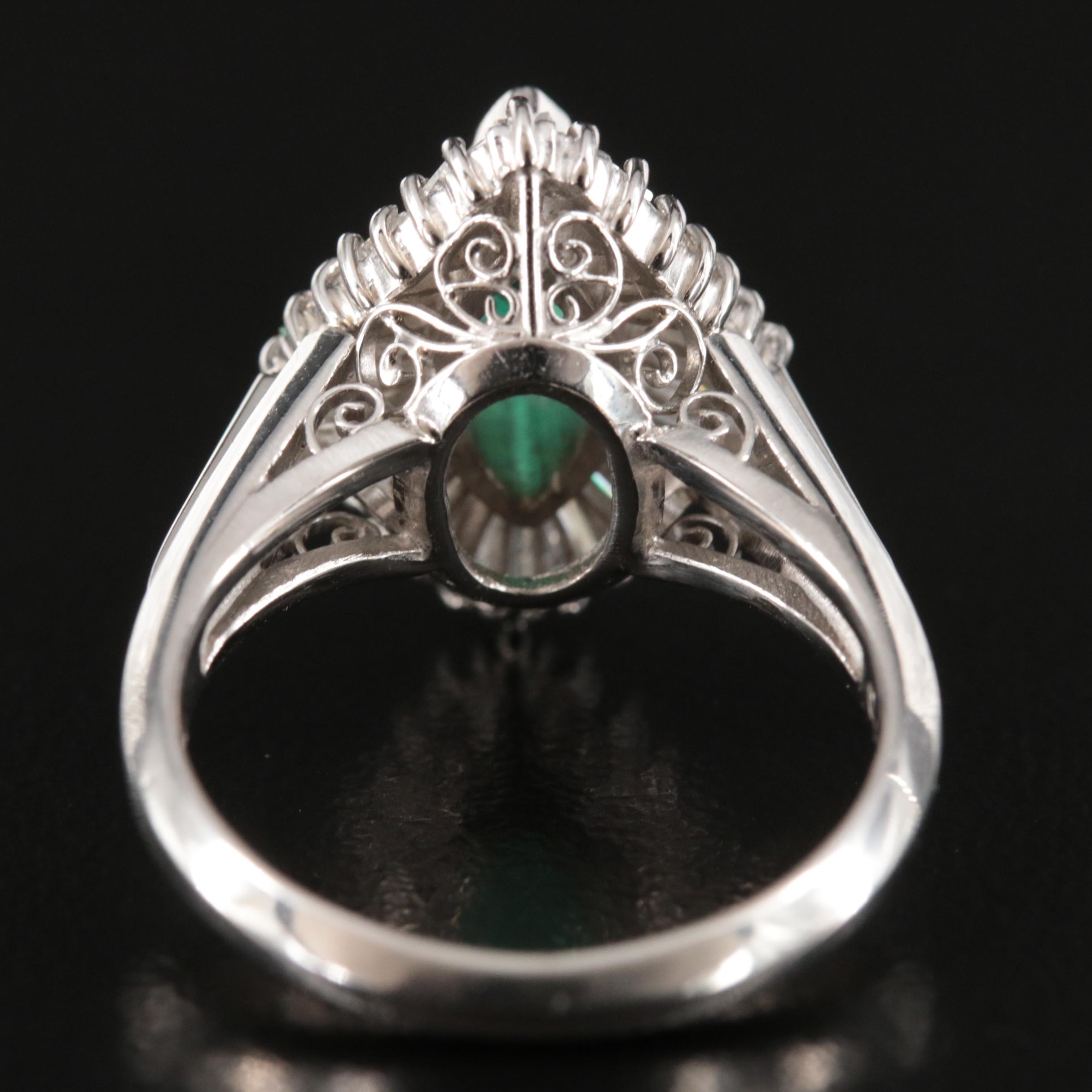 Platinum Emerald and Diamond Ballerina Ring with GIA Report