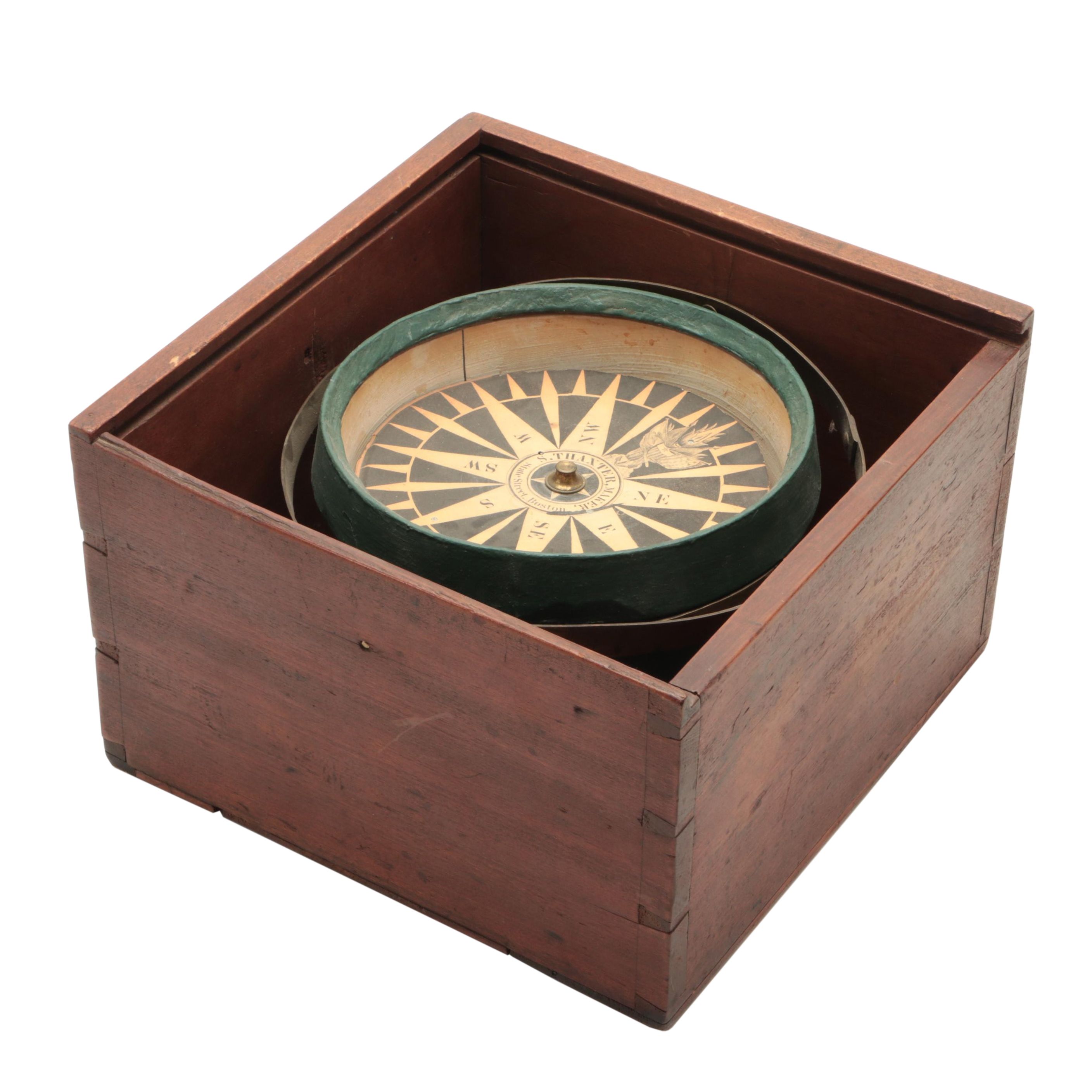 S. Thaxter Gimbaled Boxed Ship's Dry Compass