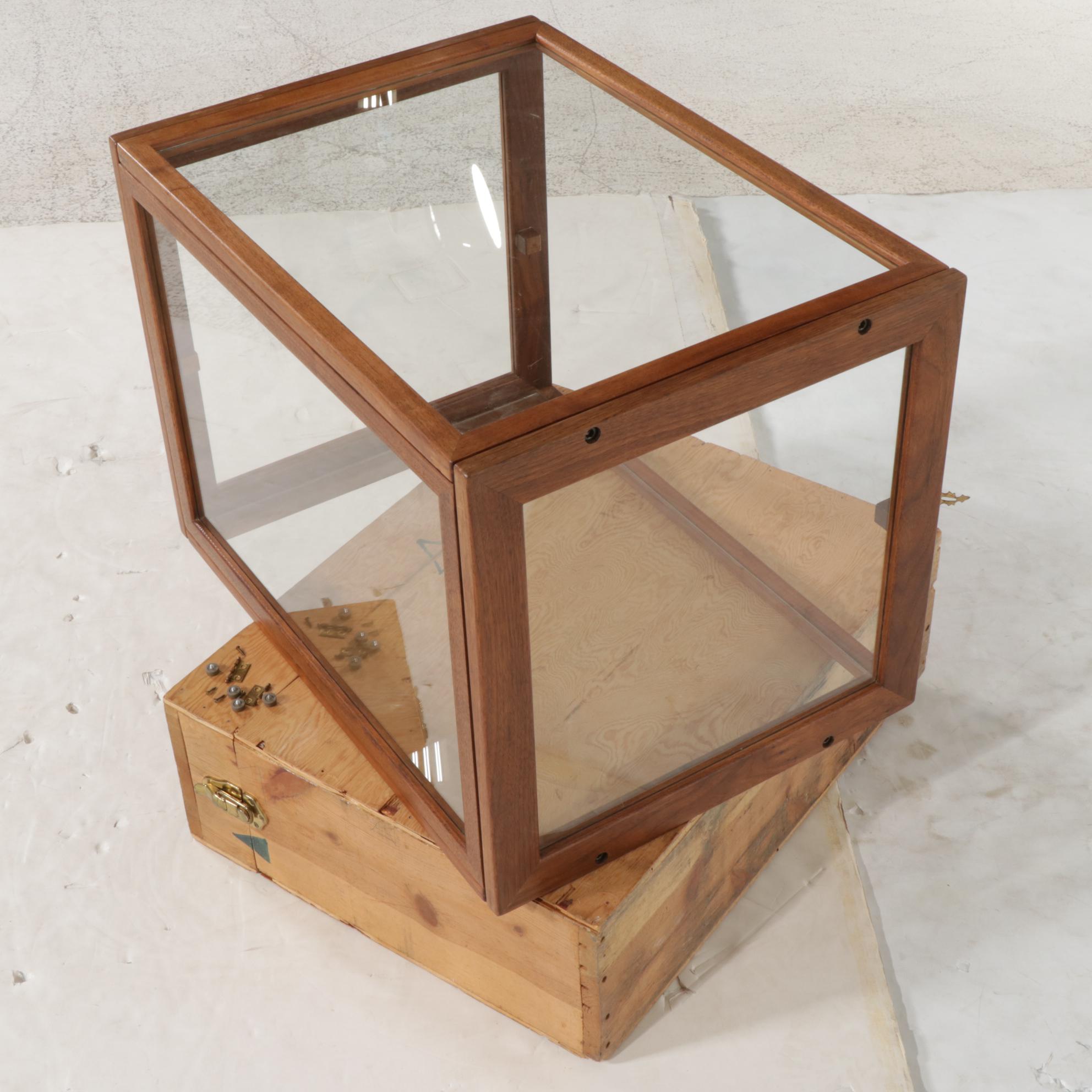 Contemporary Bench-Made Walnut and Glass Tabletop Display Cabinet
