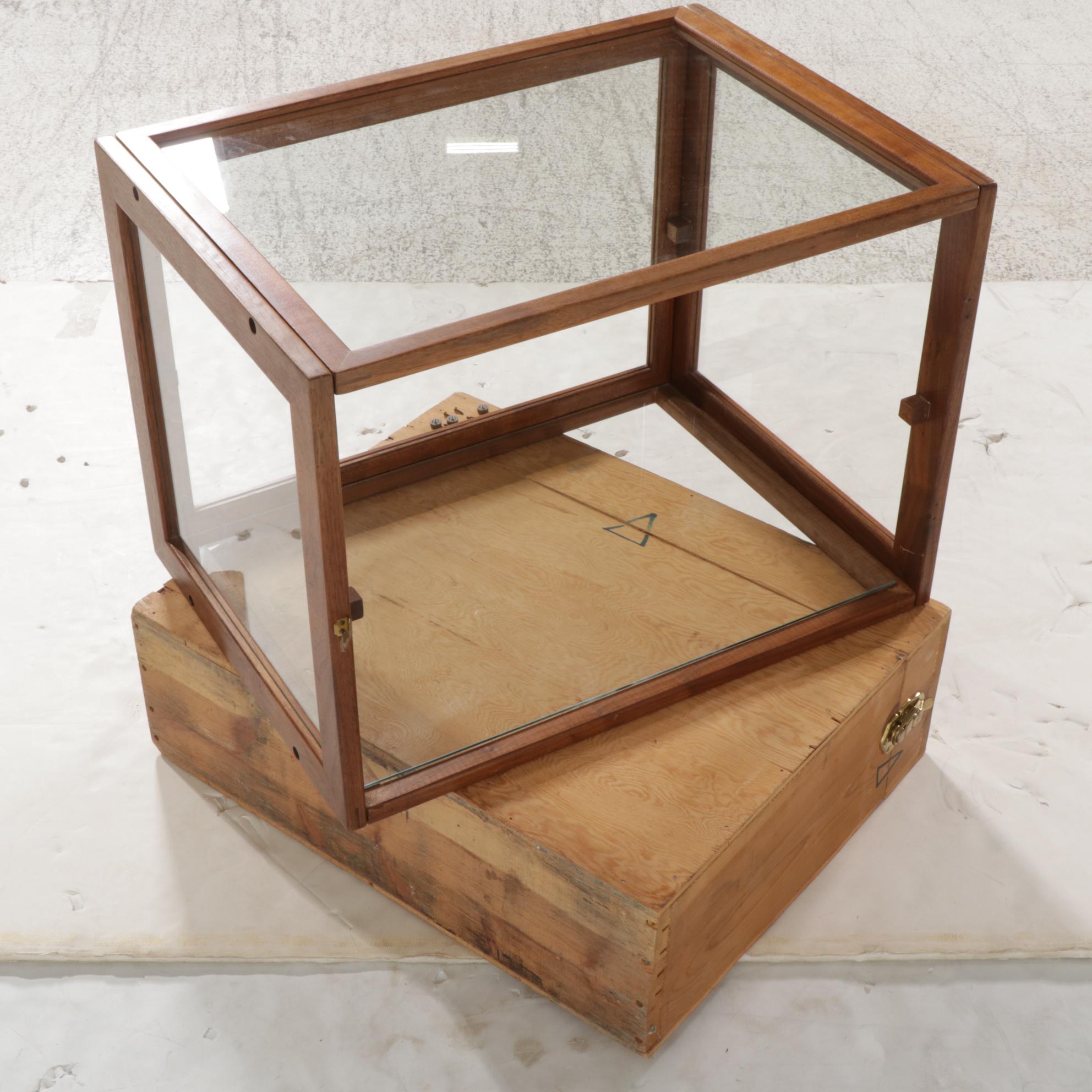 Contemporary Bench-Made Walnut and Glass Tabletop Display Cabinet