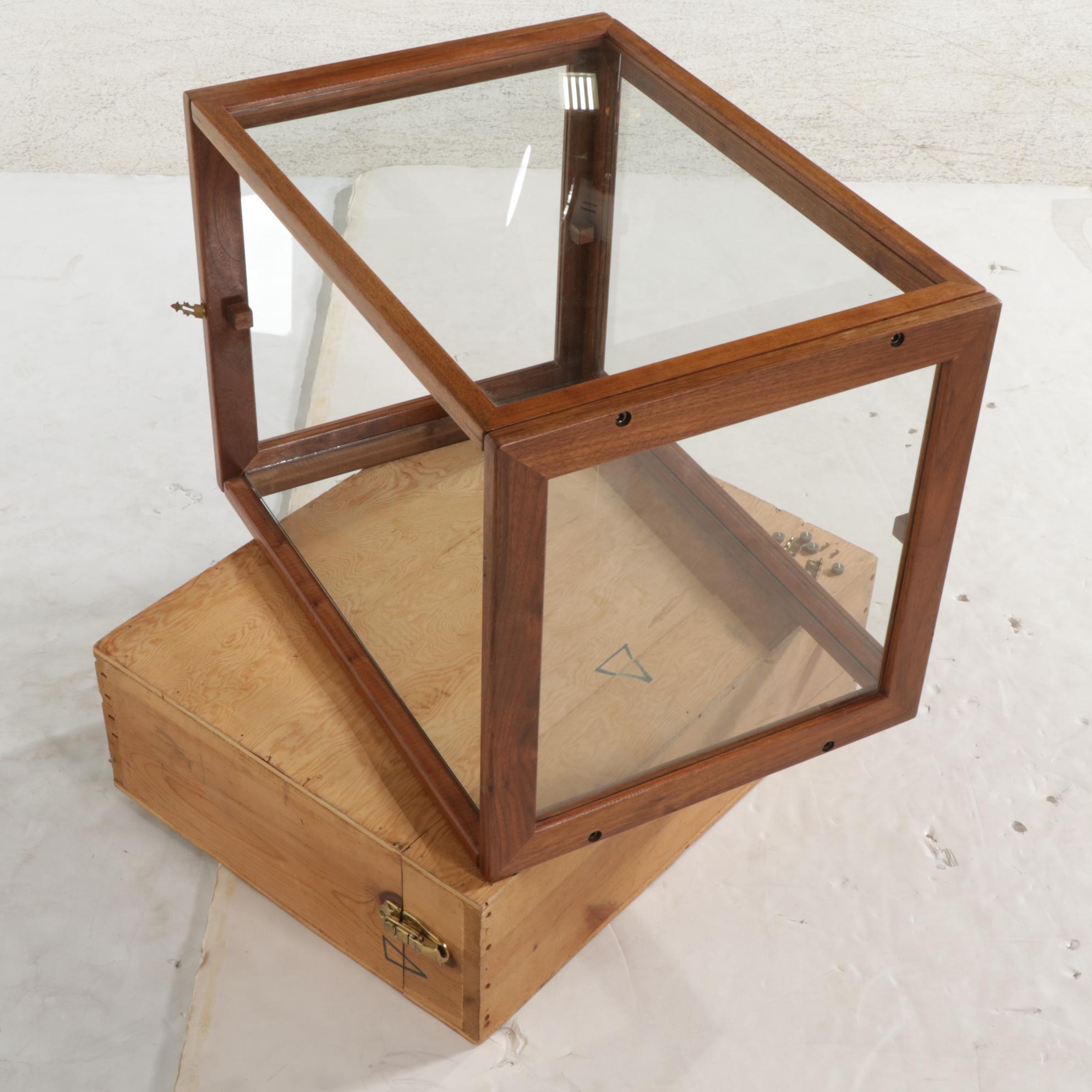 Contemporary Bench-Made Walnut and Glass Tabletop Display Cabinet