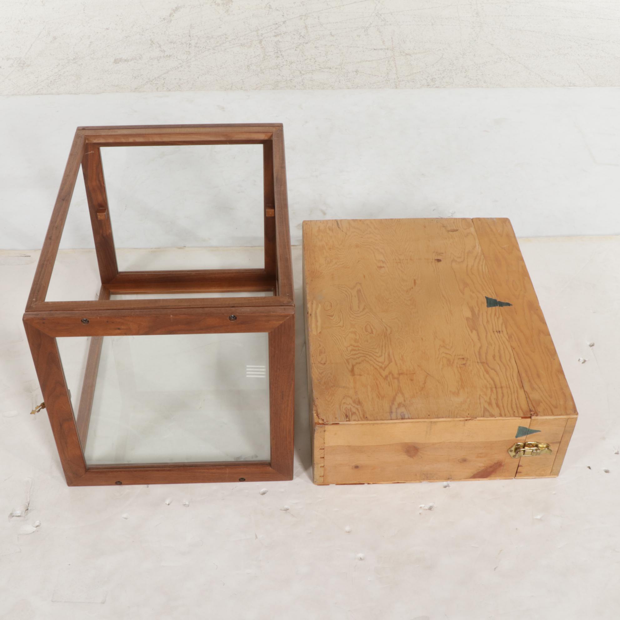 Contemporary Bench-Made Walnut and Glass Tabletop Display Cabinet