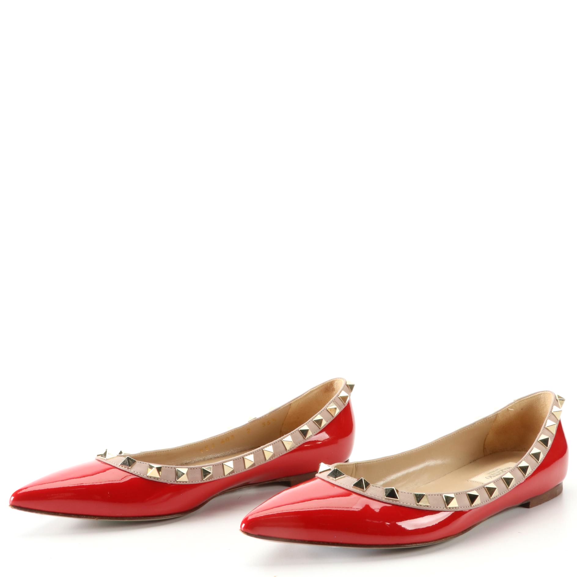 Valentino Garavani Rockstud Ballet Flats in Patent Leather