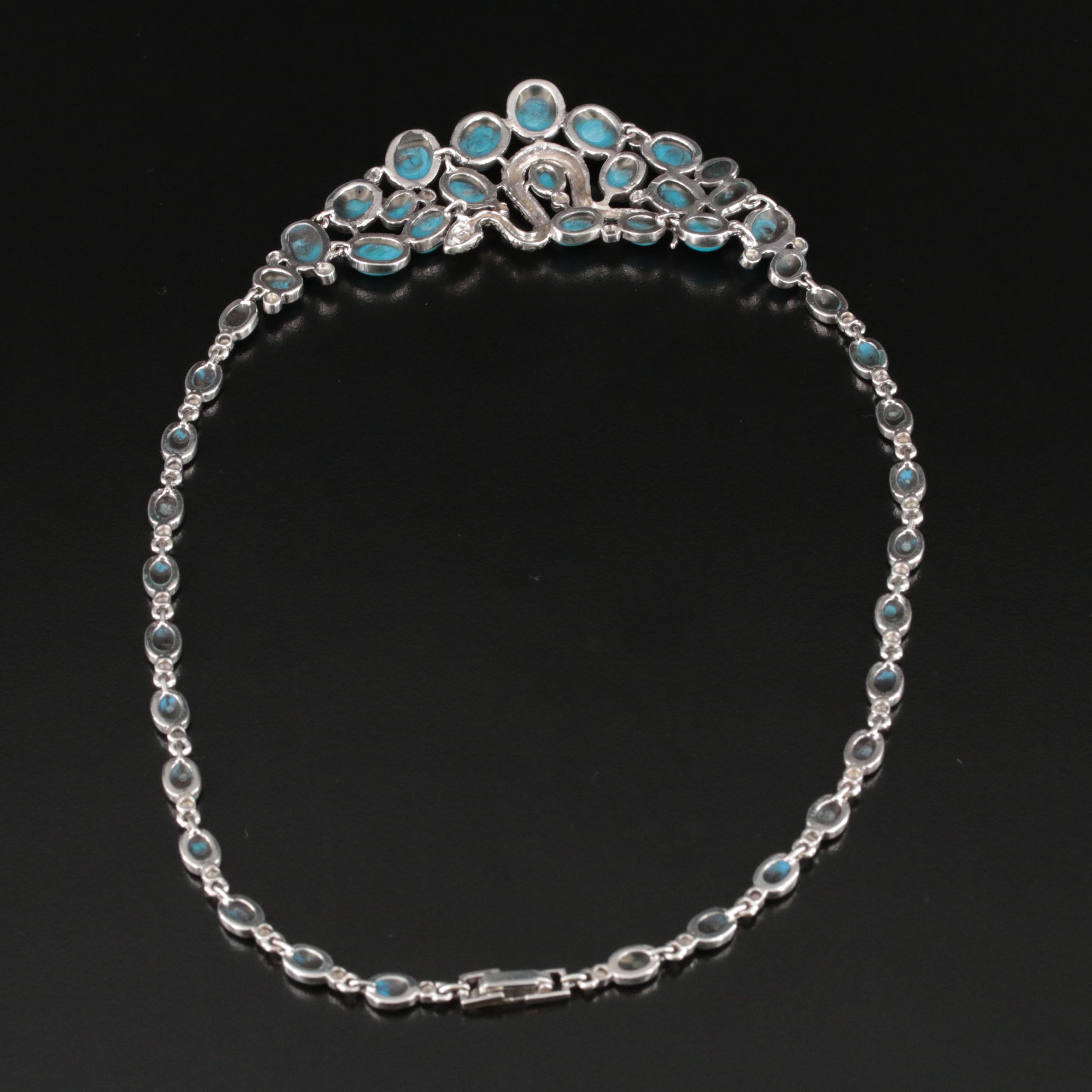 Sterling Turquoise and Marcasite Serpent Necklace