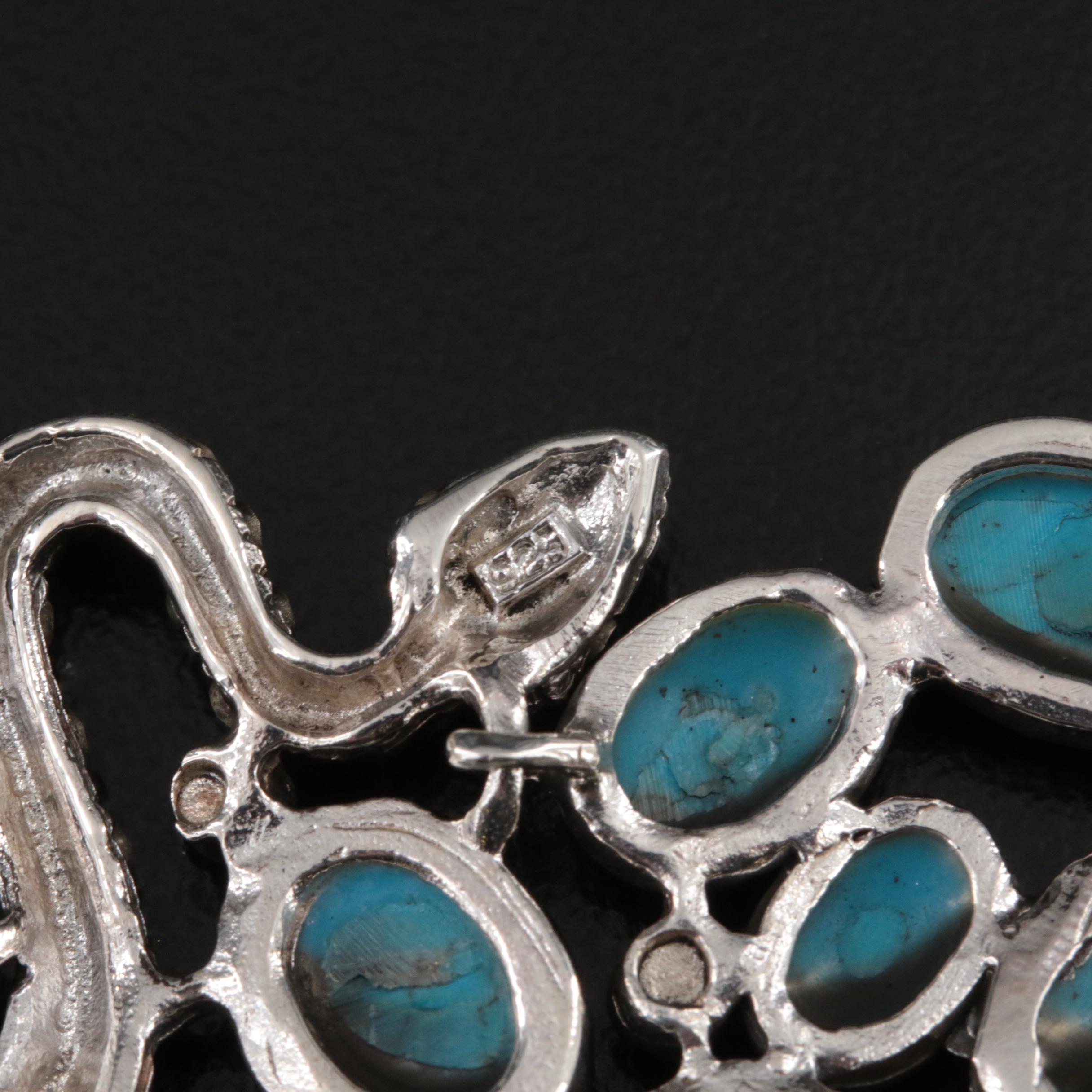 Sterling Turquoise and Marcasite Serpent Necklace