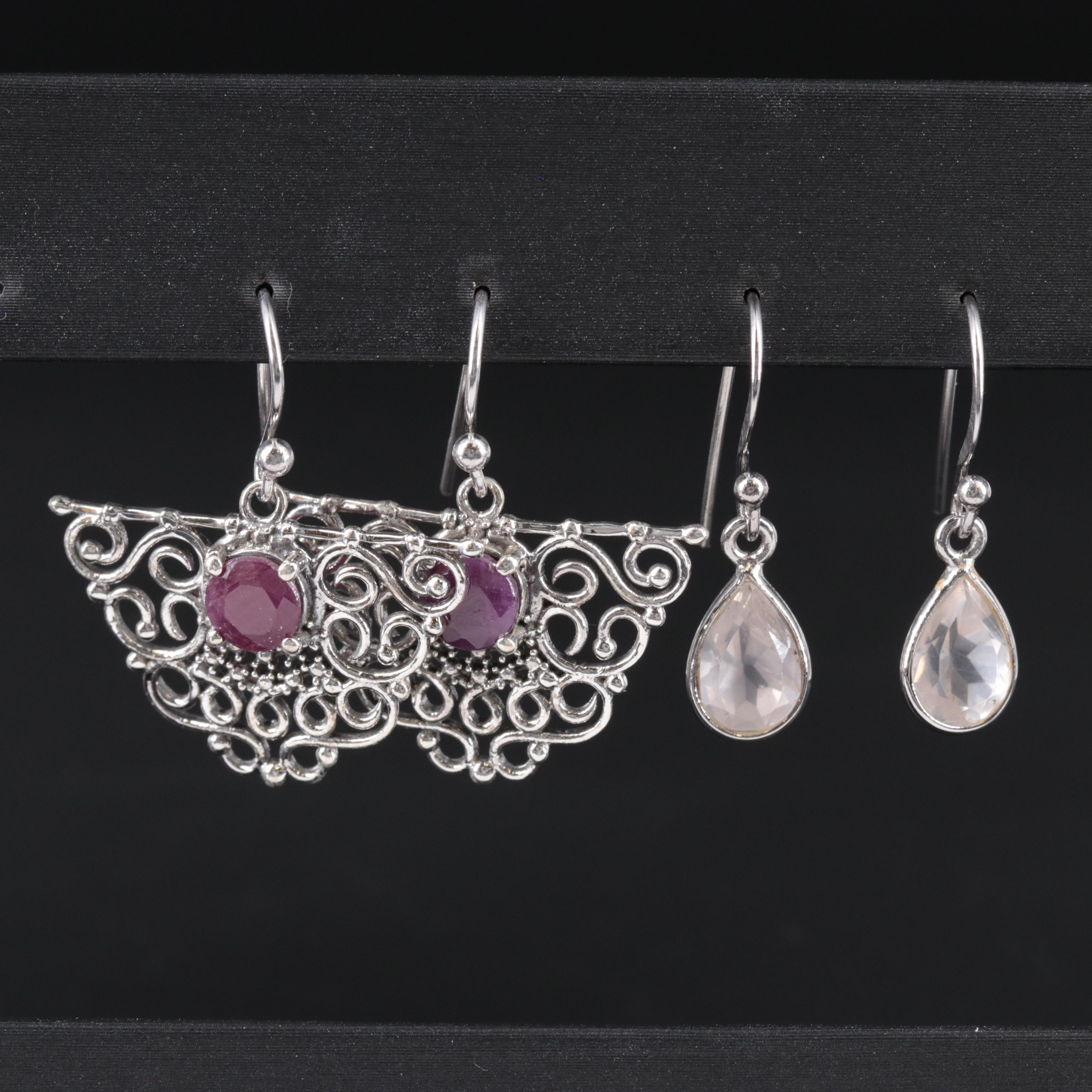 Sterling Earrings Featuring Ruby