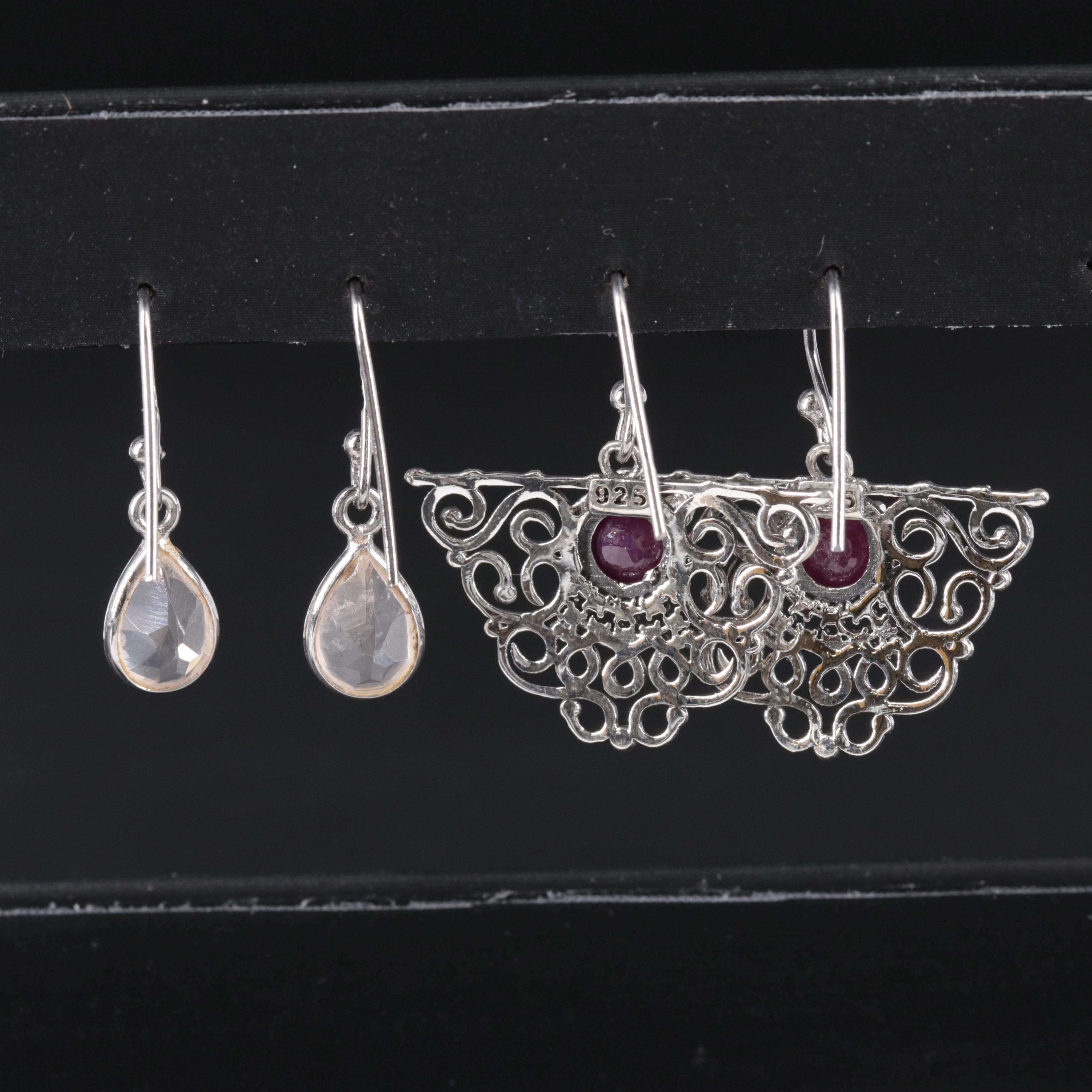 Sterling Earrings Featuring Ruby