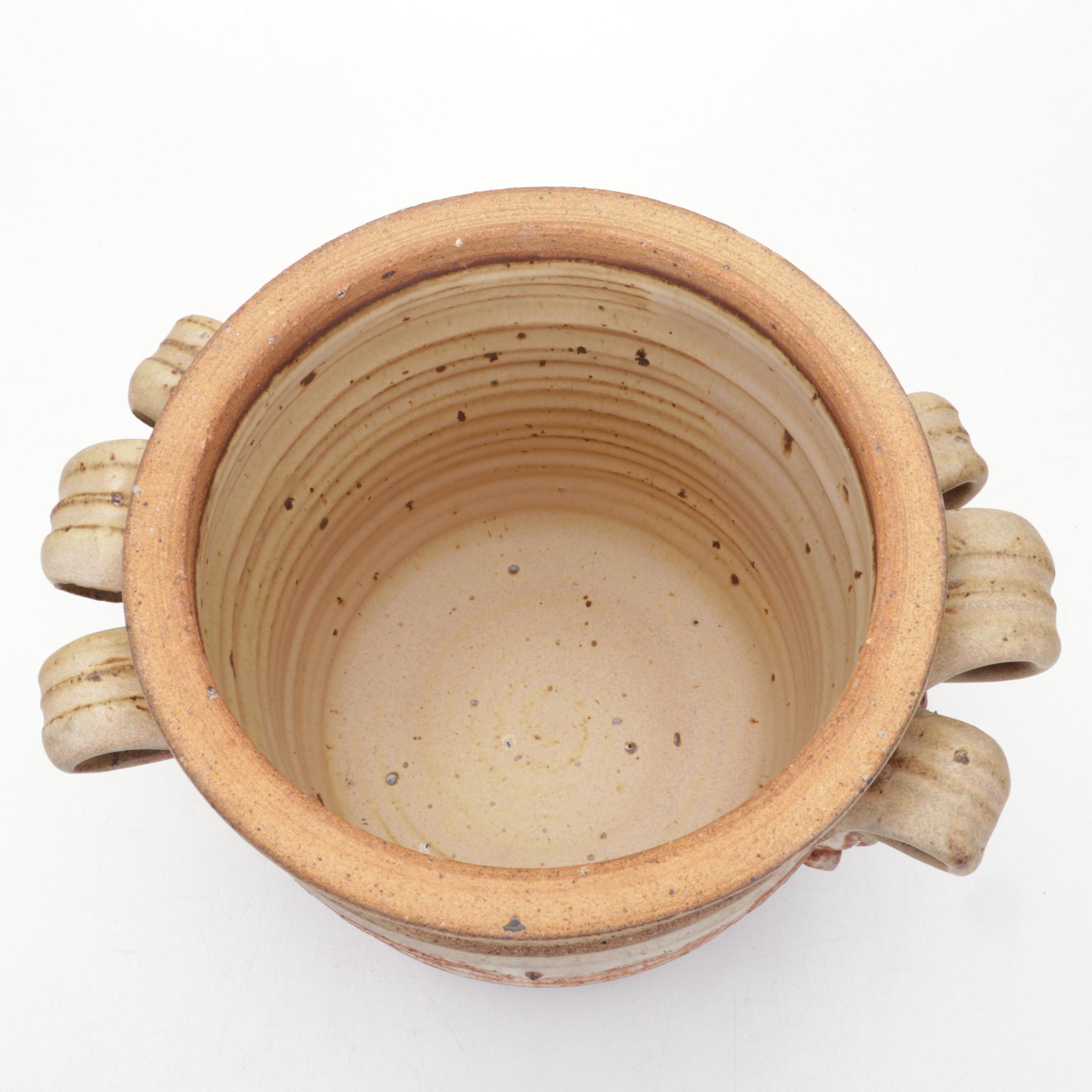 Thomas Reece Ribbon Handled Stoneware Lidded Jar