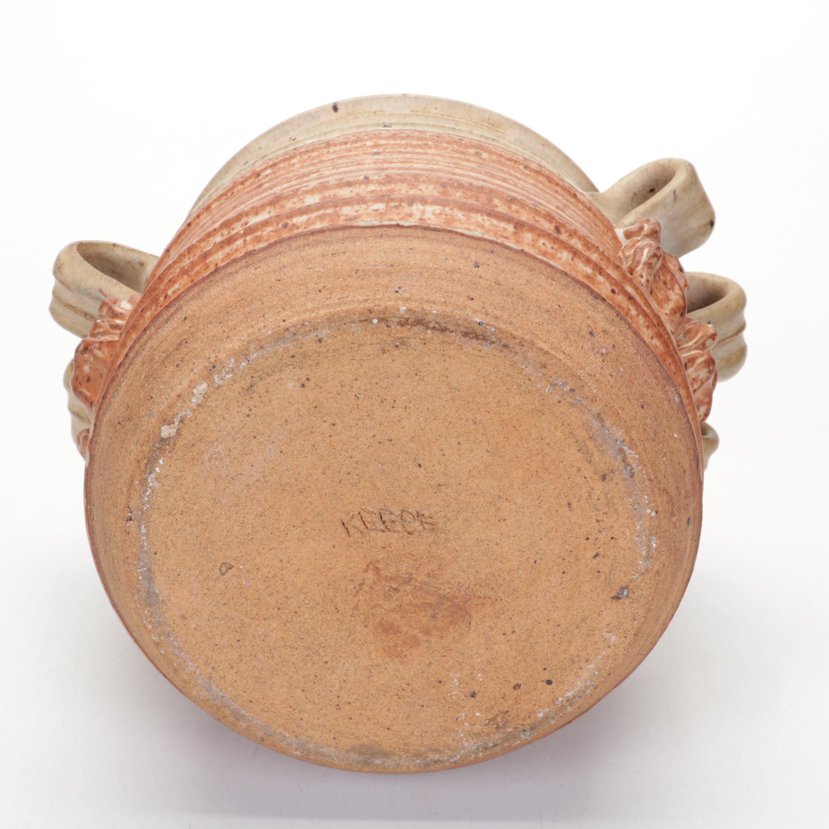 Thomas Reece Ribbon Handled Stoneware Lidded Jar