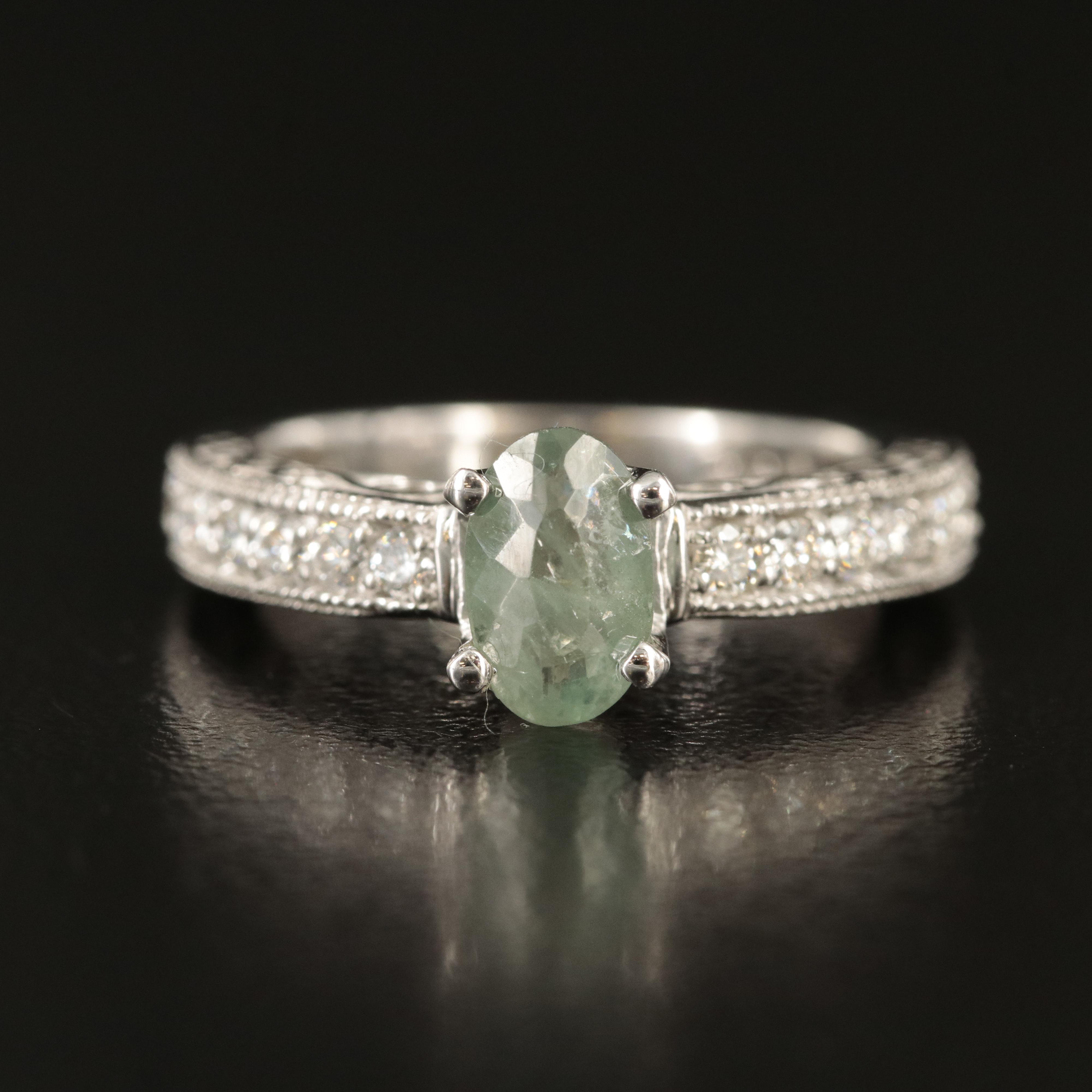 14K 1.14 CT Alexandrite and Diamond Ring with GIA Report