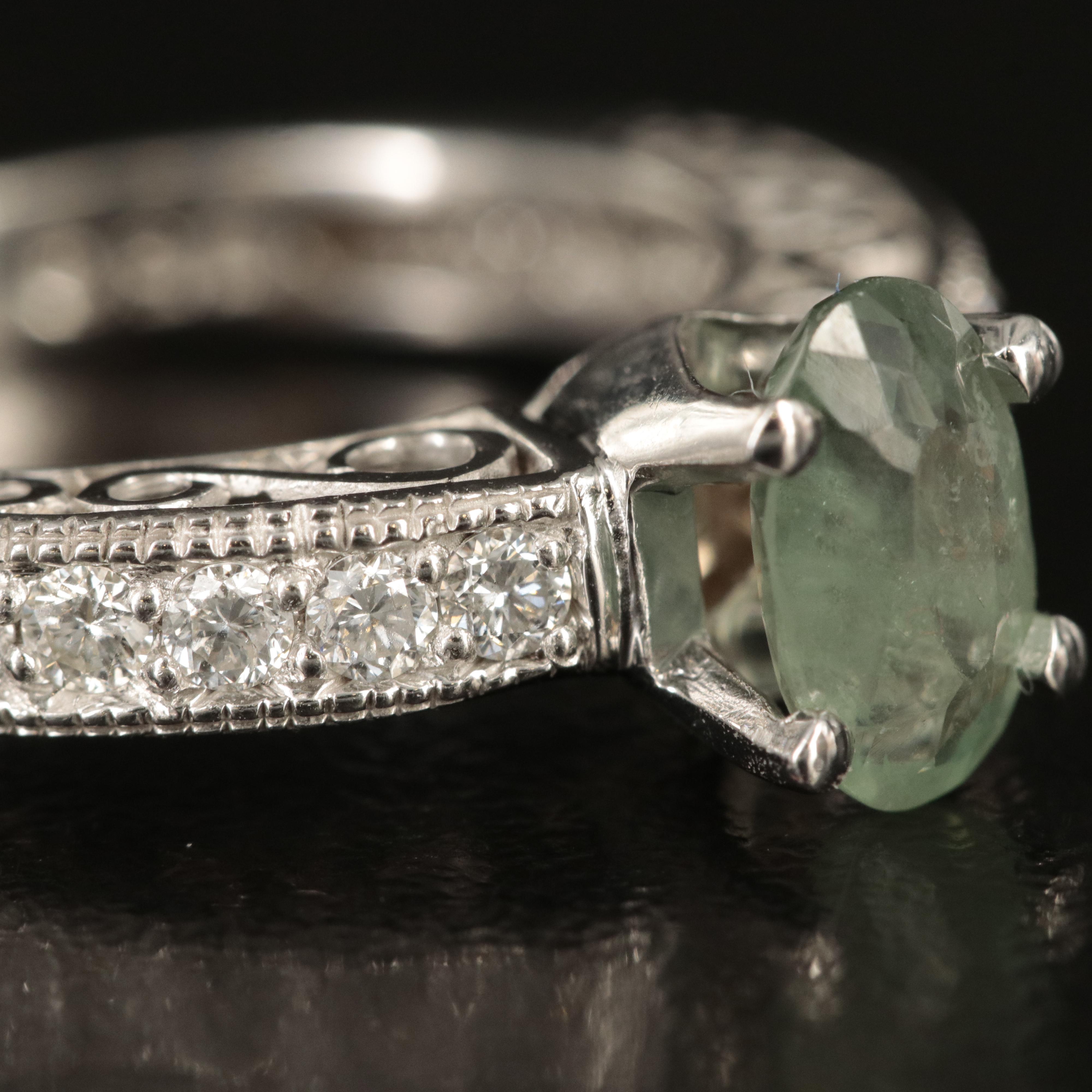 14K 1.14 CT Alexandrite and Diamond Ring with GIA Report