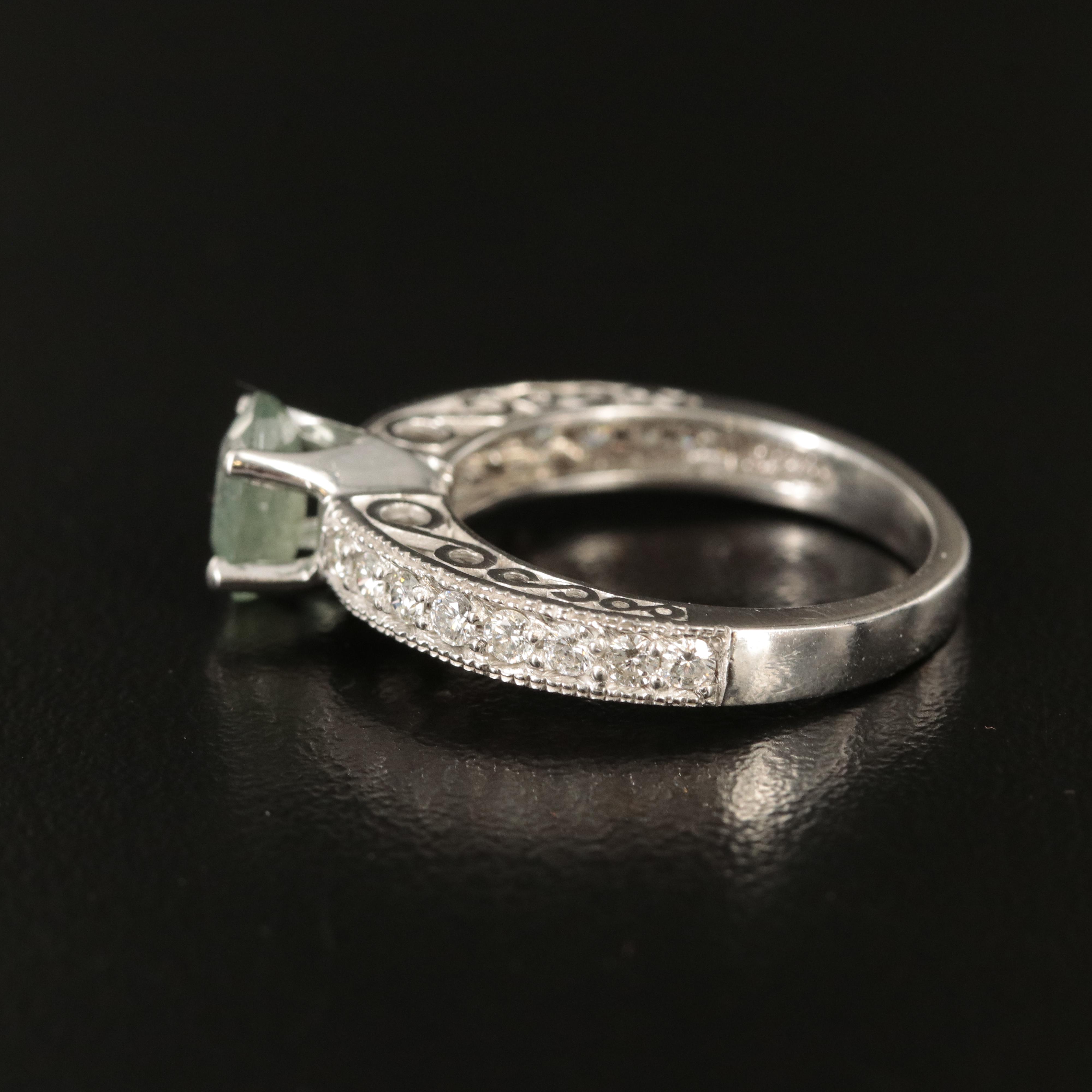 14K 1.14 CT Alexandrite and Diamond Ring with GIA Report