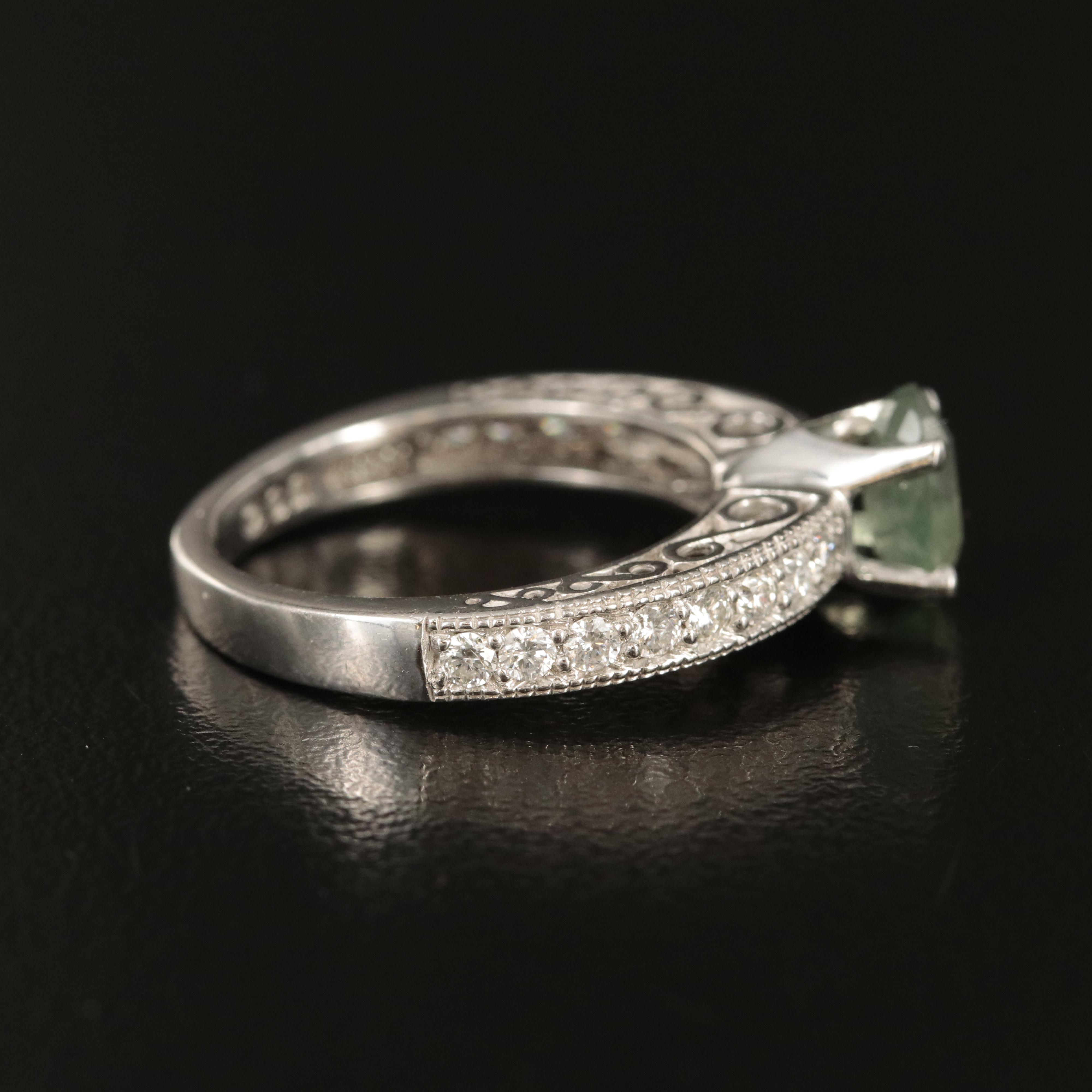 14K 1.14 CT Alexandrite and Diamond Ring with GIA Report