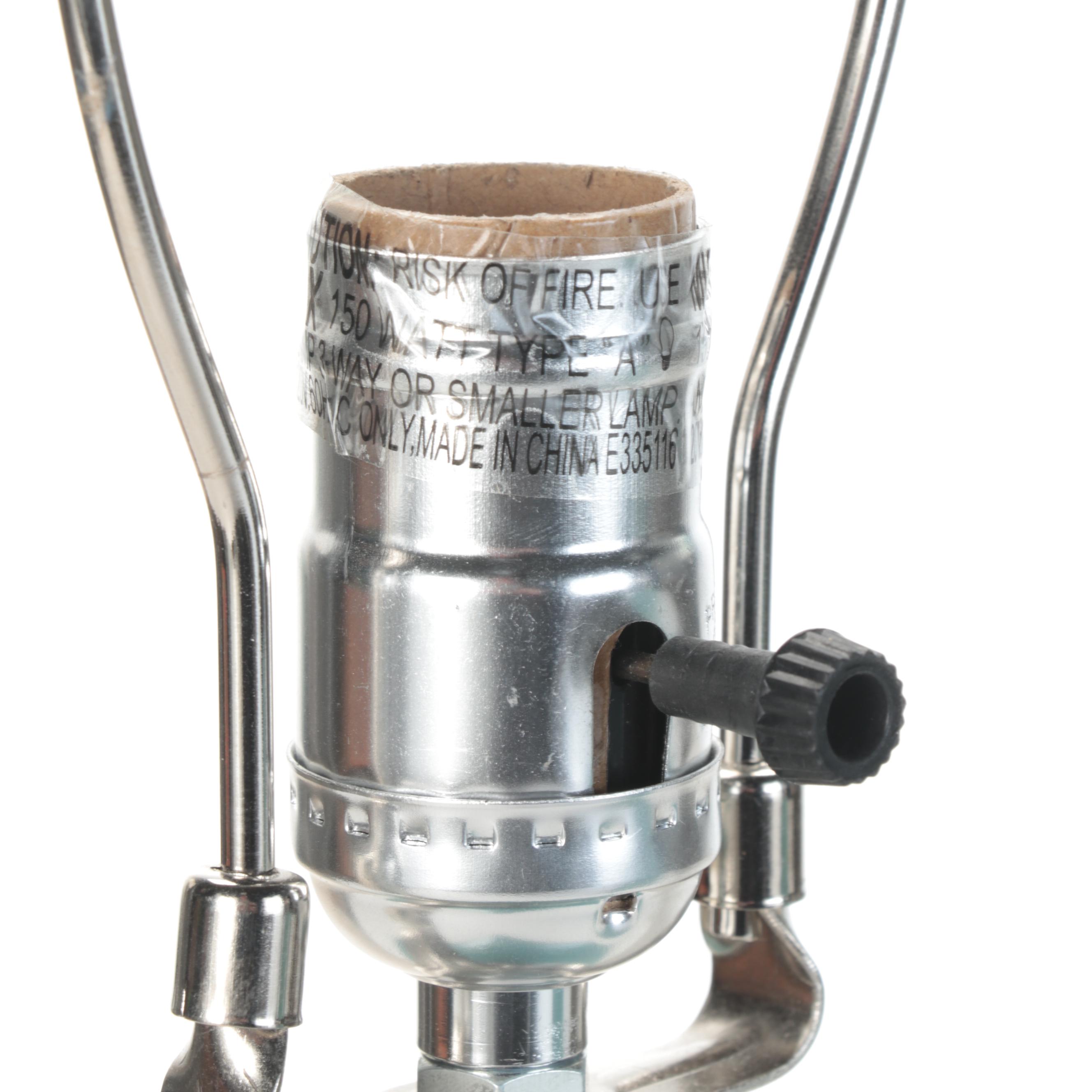 Contemporary Blue Glazed Ceramic Table Lamps with Rectangular Shades