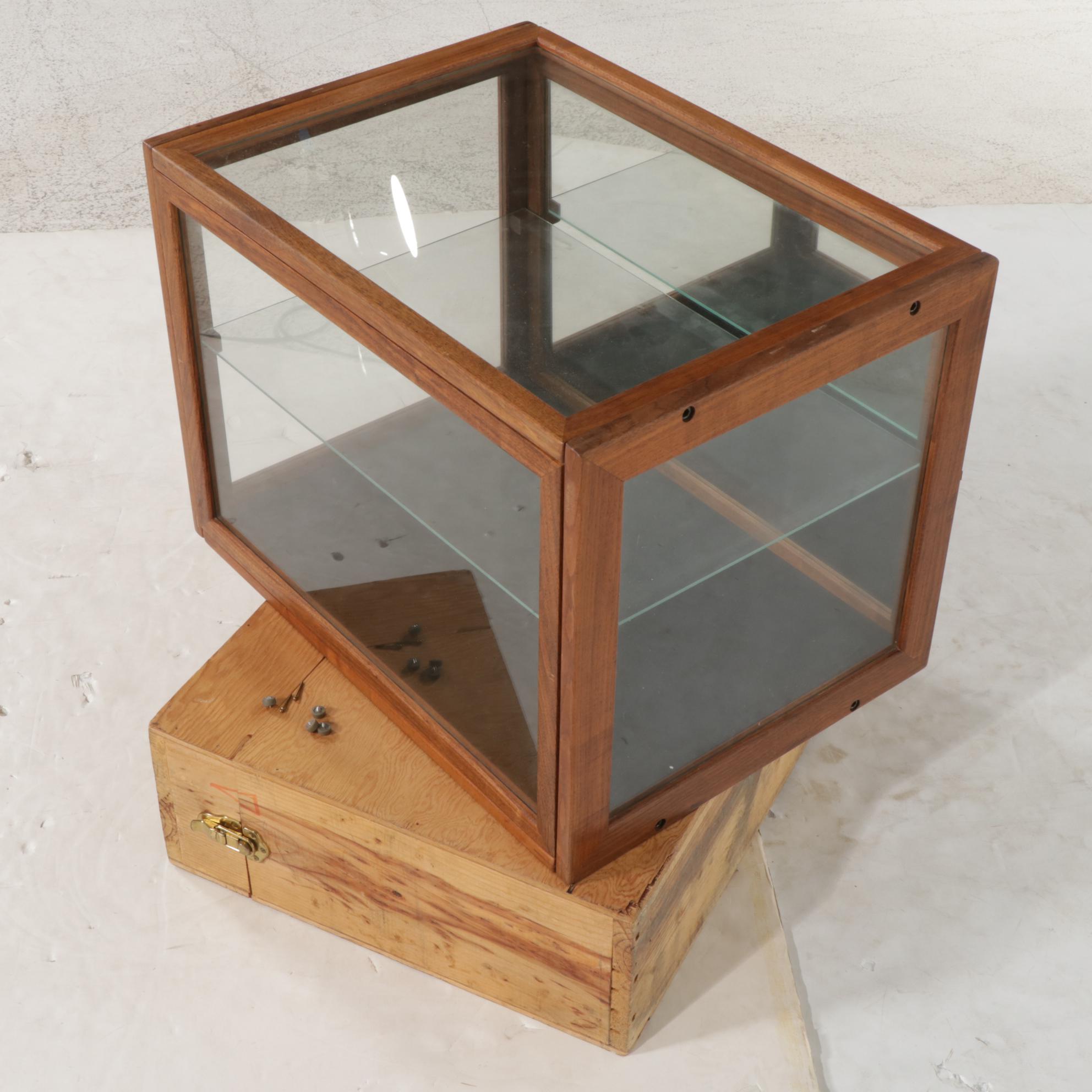 Contemporary Bench-Made Walnut and Glass Tabletop Display Case