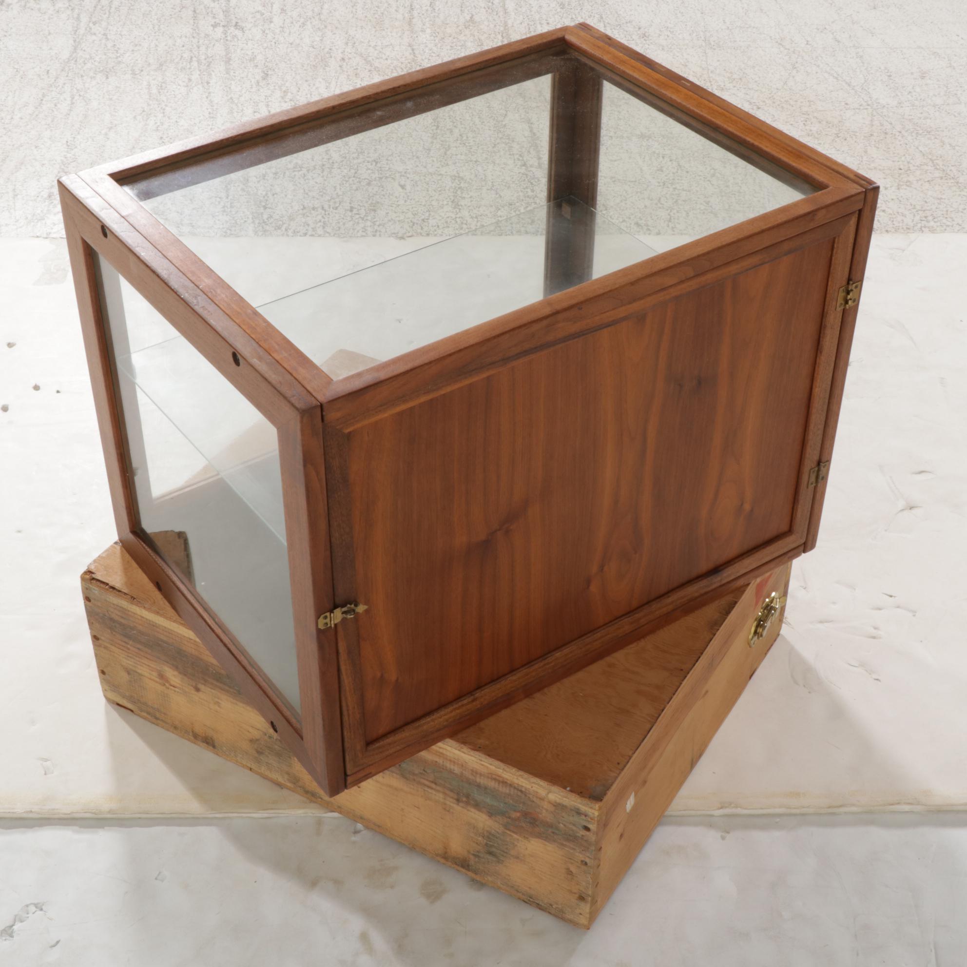Contemporary Bench-Made Walnut and Glass Tabletop Display Case