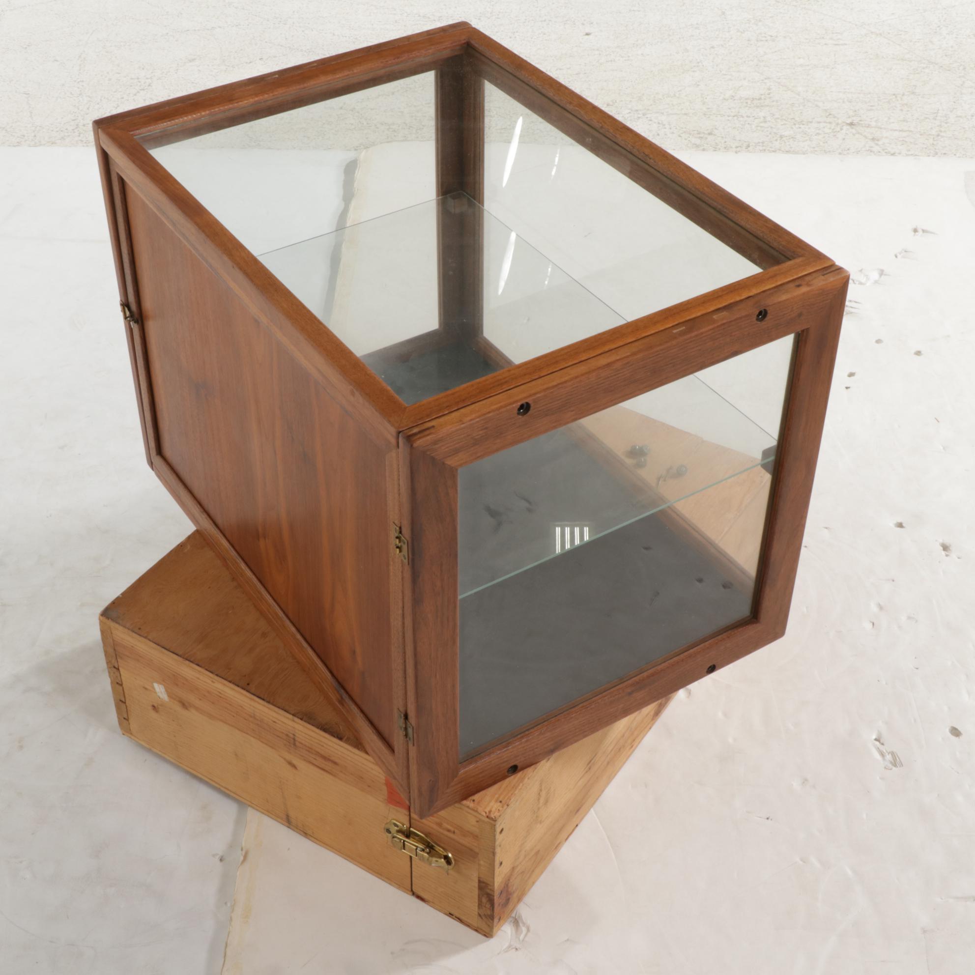 Contemporary Bench-Made Walnut and Glass Tabletop Display Case