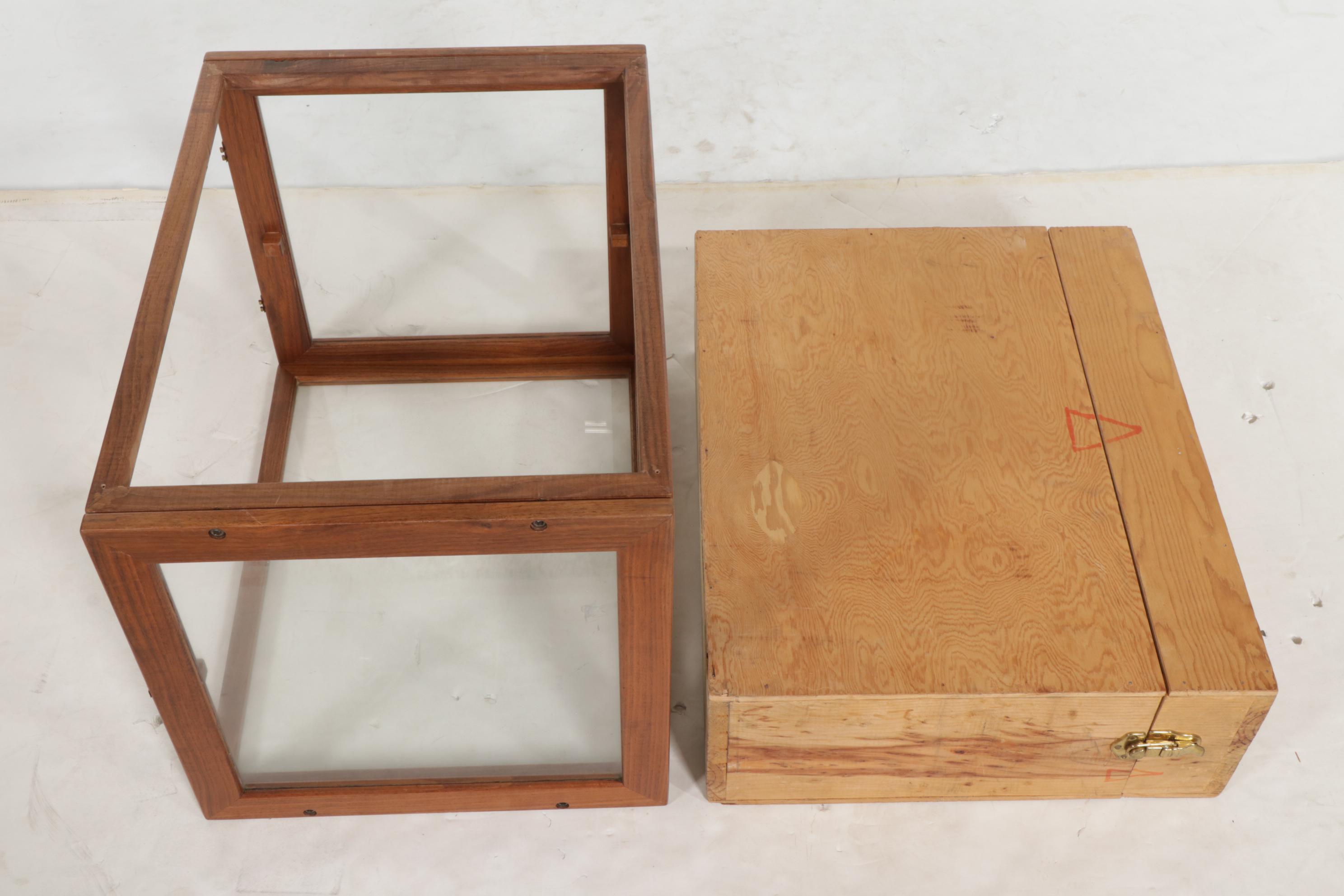 Contemporary Bench-Made Walnut and Glass Tabletop Display Case