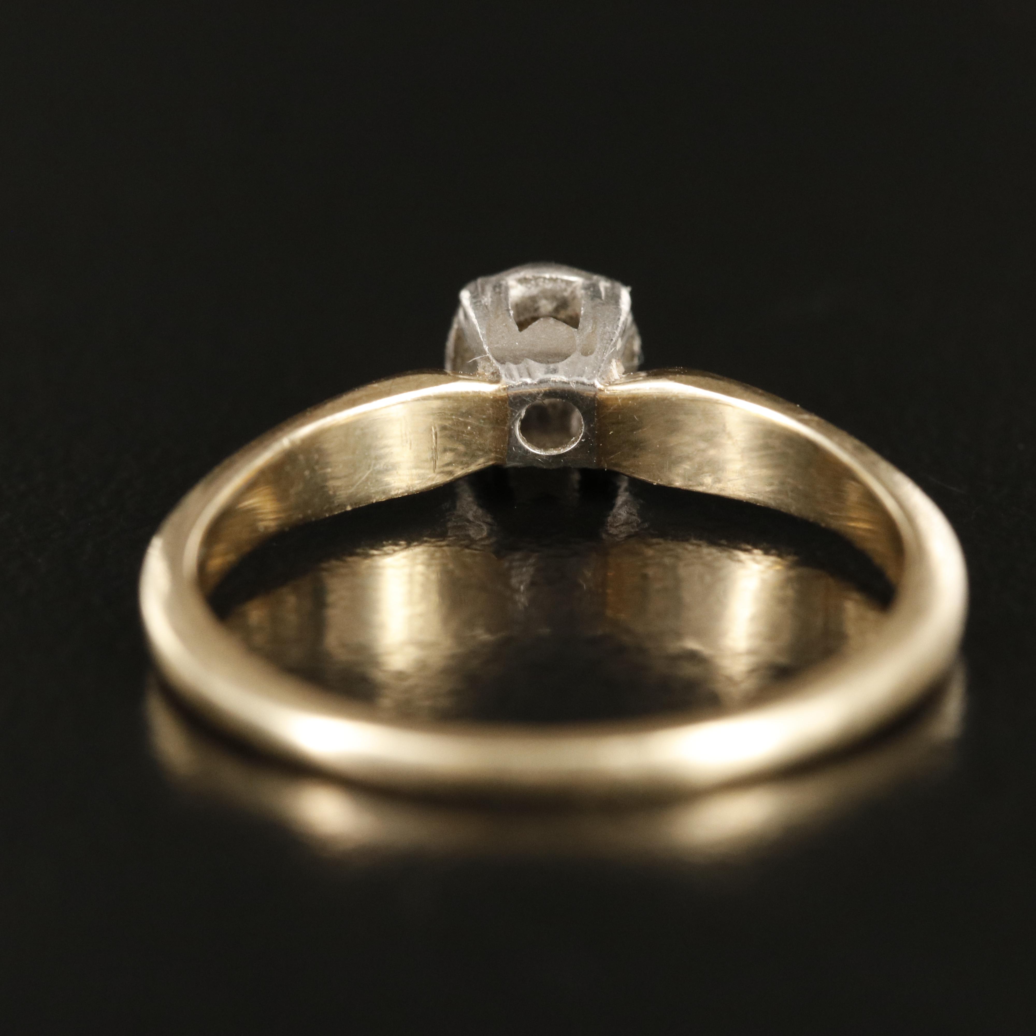 Vintage 14K 0.10 CT Diamond Solitaire Ring with Palladium Accent