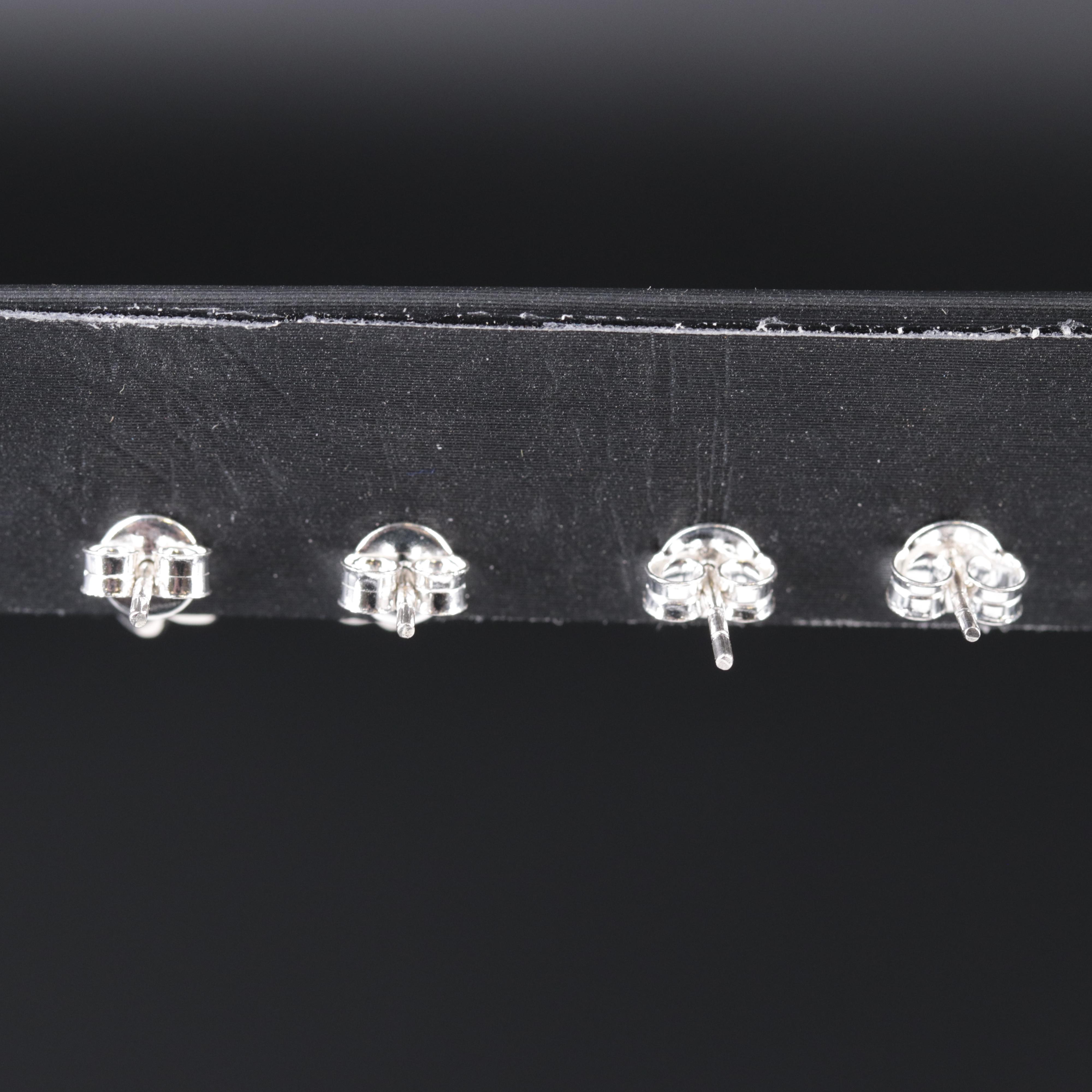 Sterling Silver Stud Earring Duo Including Sapphire and Topaz