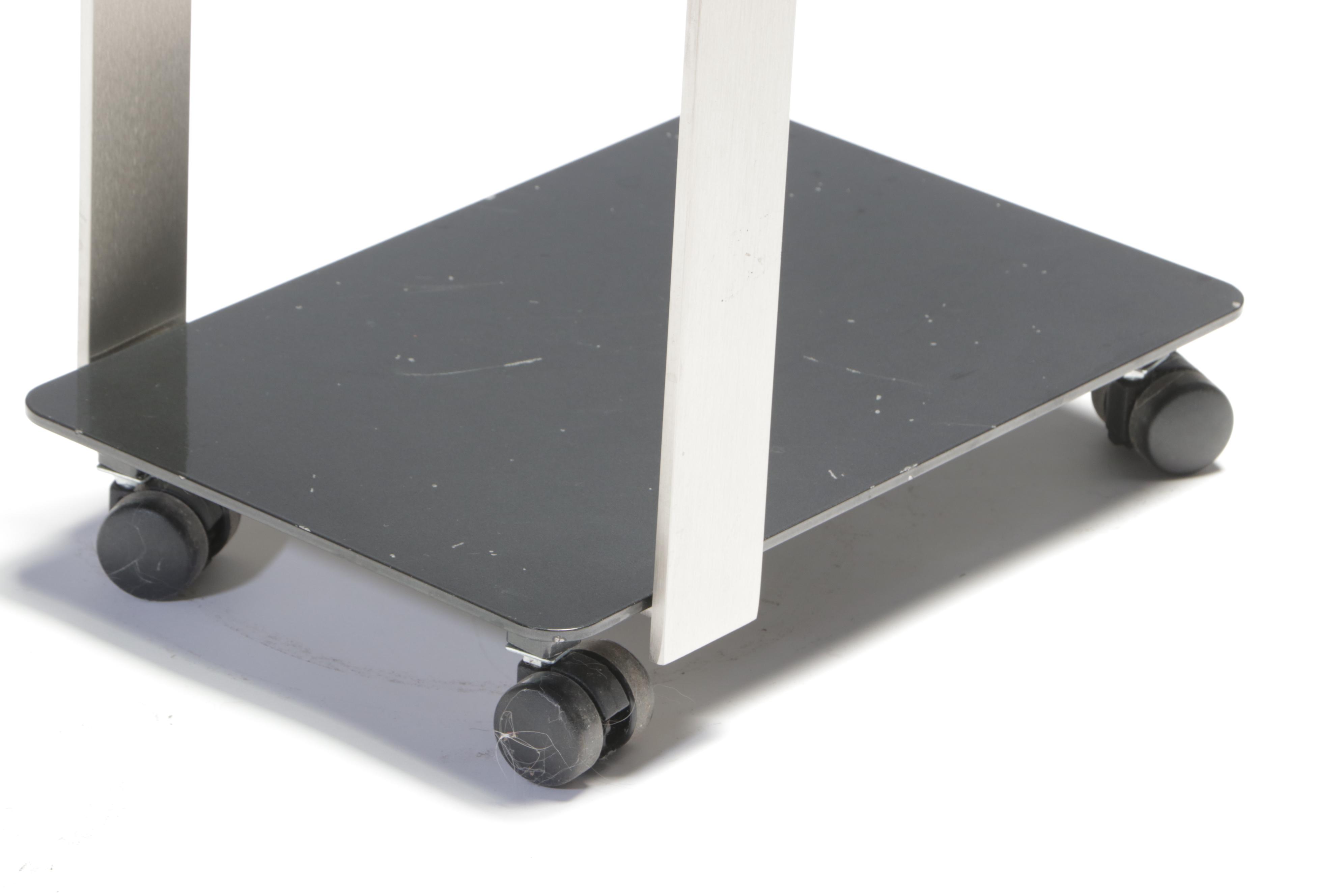 Modernist Style Steel and Glass Top C-Table