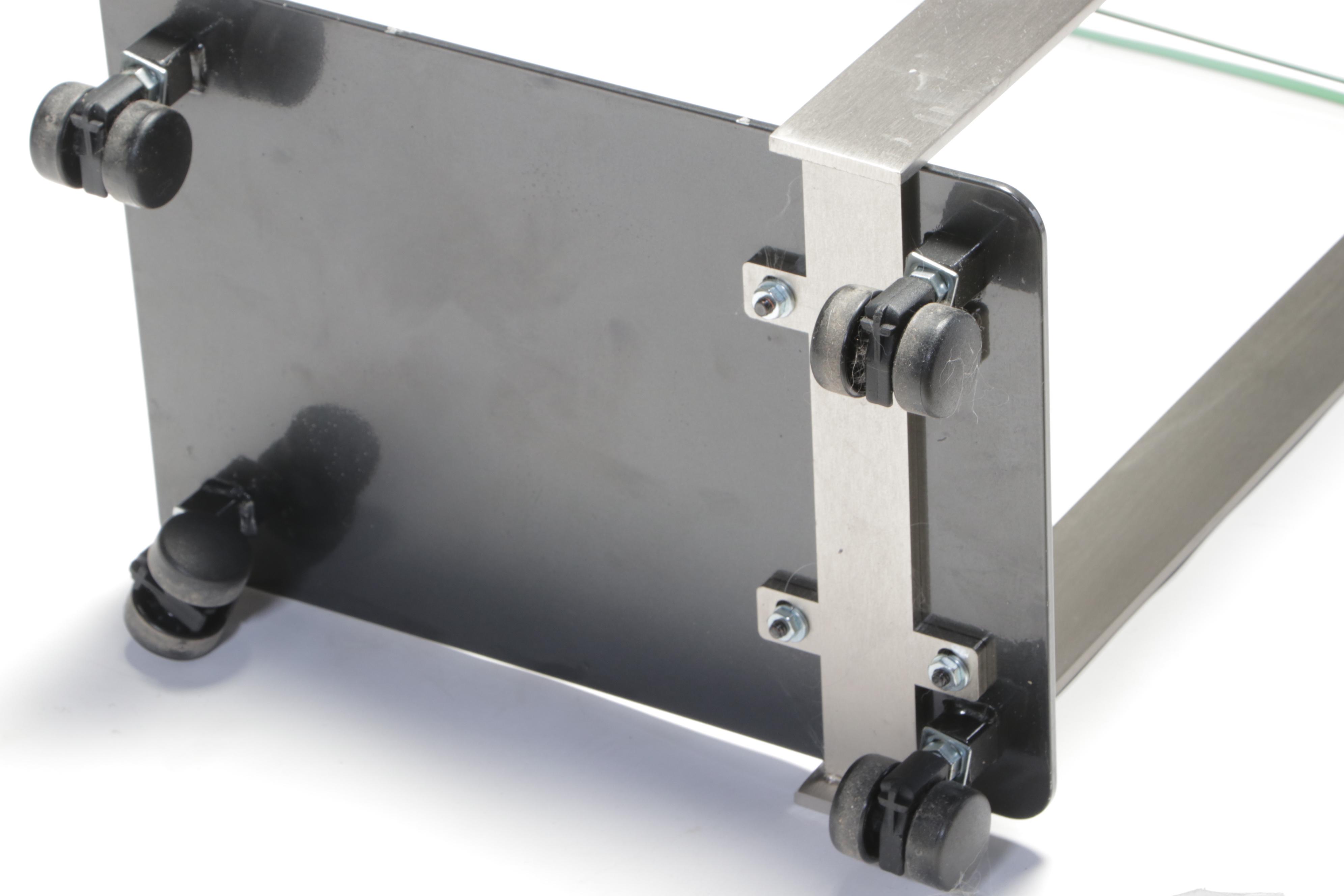 Modernist Style Steel and Glass Top C-Table