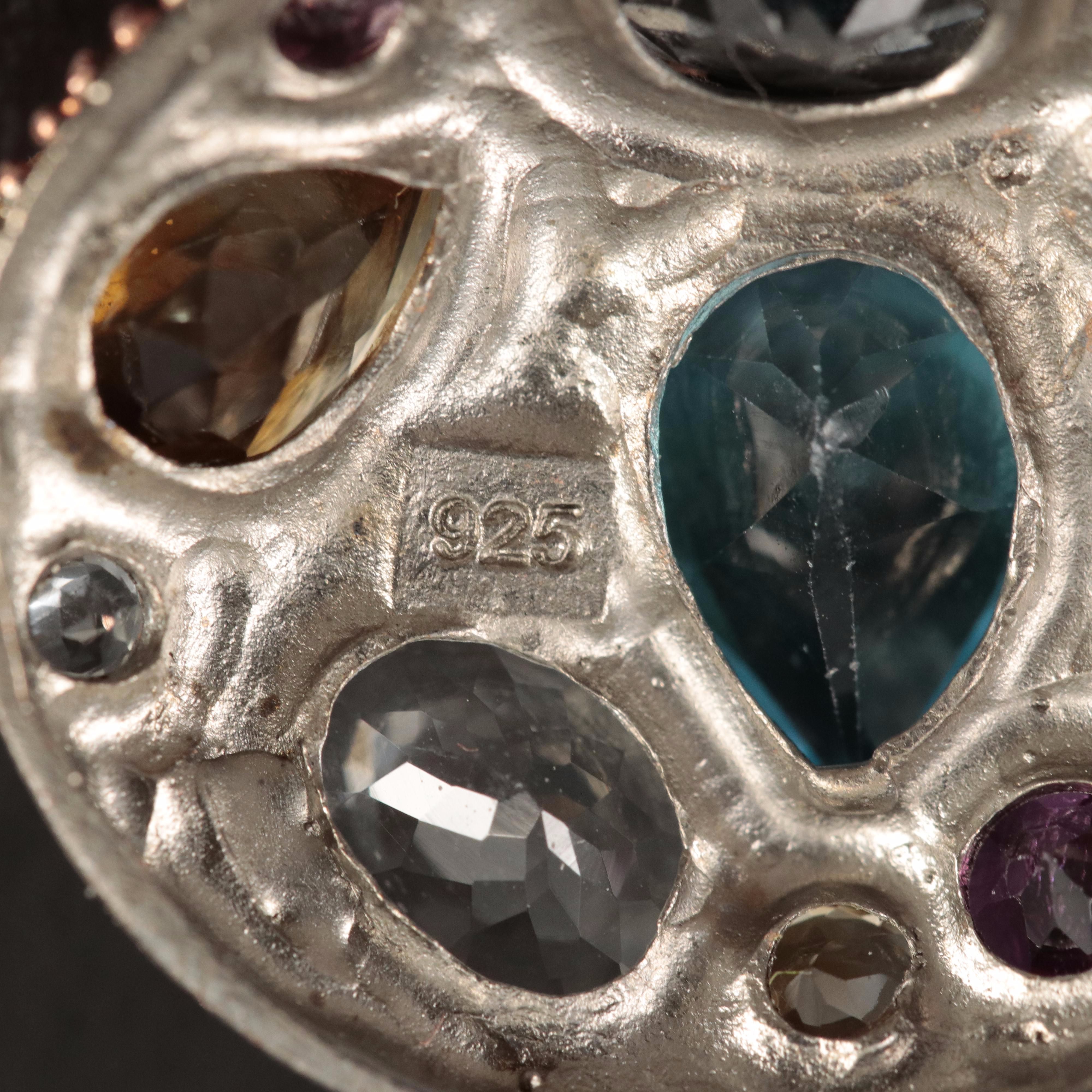 Sterling Topaz, Citrine and Aquamarine Earrings