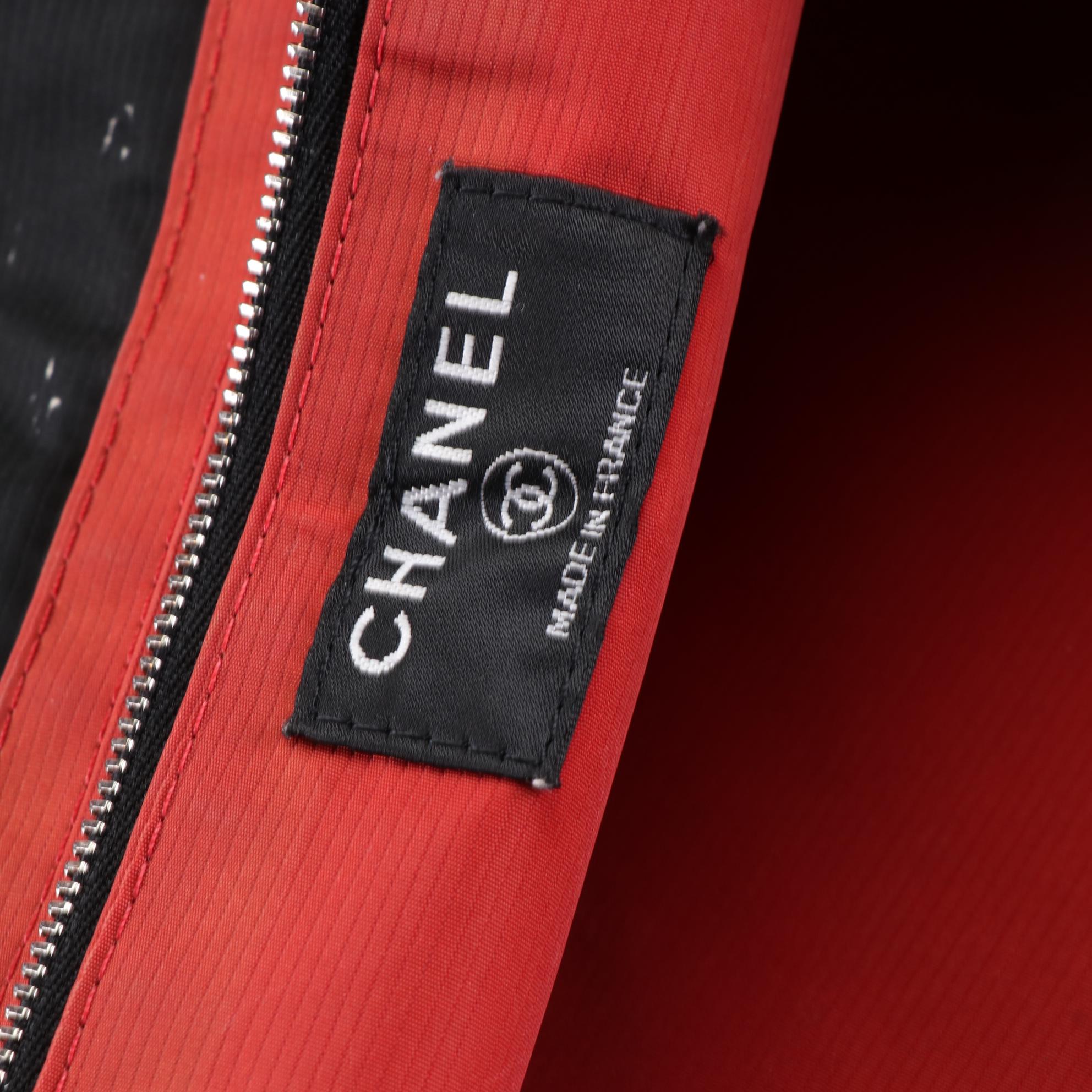 Chanel Travel Line Printed Black Nylon Tote Bag