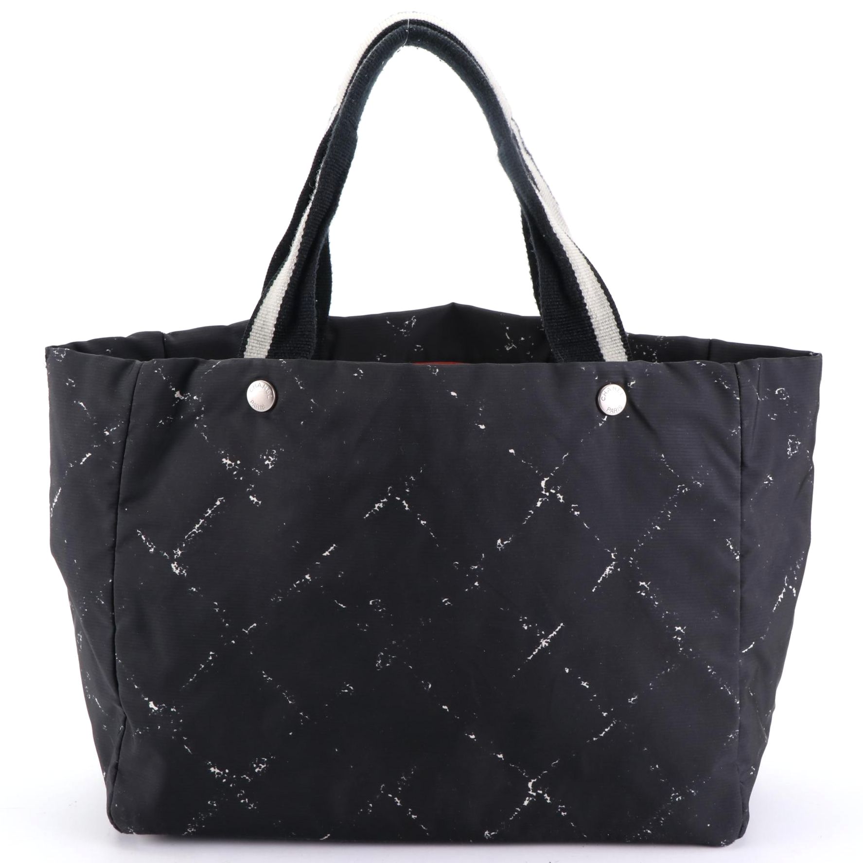 Chanel Travel Line Printed Black Nylon Tote Bag