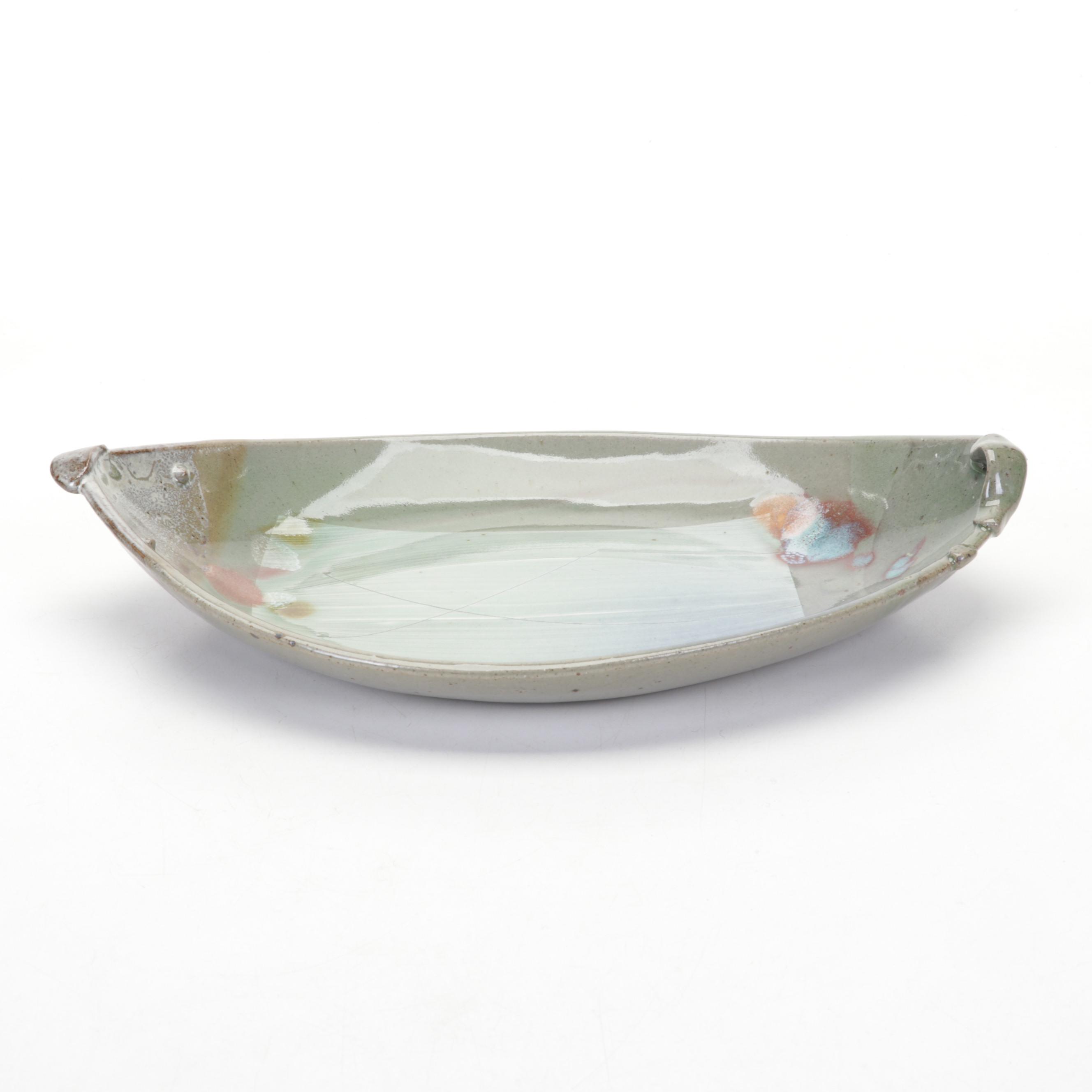 Brad Schwieger Studio Earthenware Centerpiece Bowl With Hand-Painted Teapot