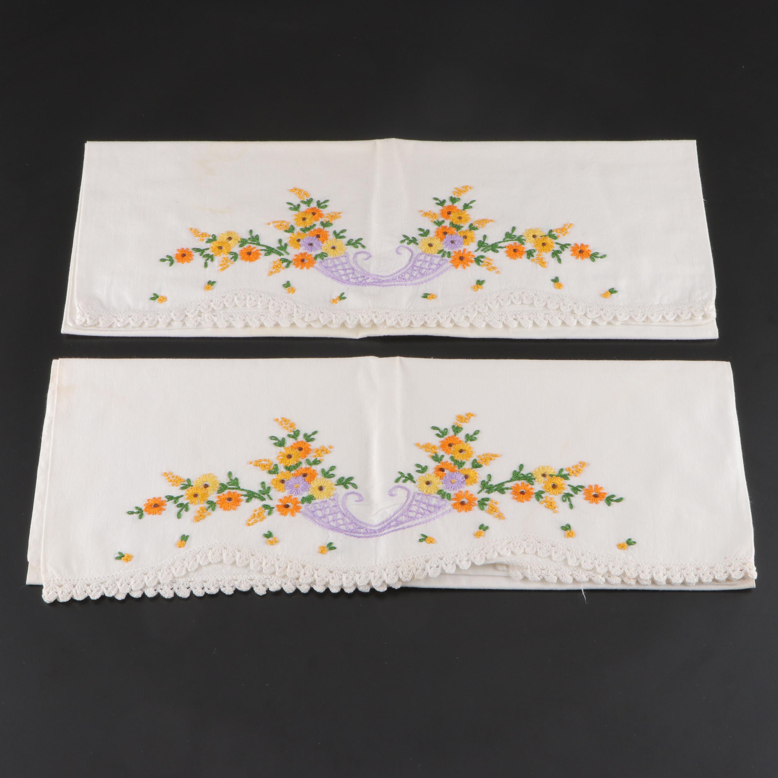Embroidery and Lace Embellished Table Linens, Mid-20th Century