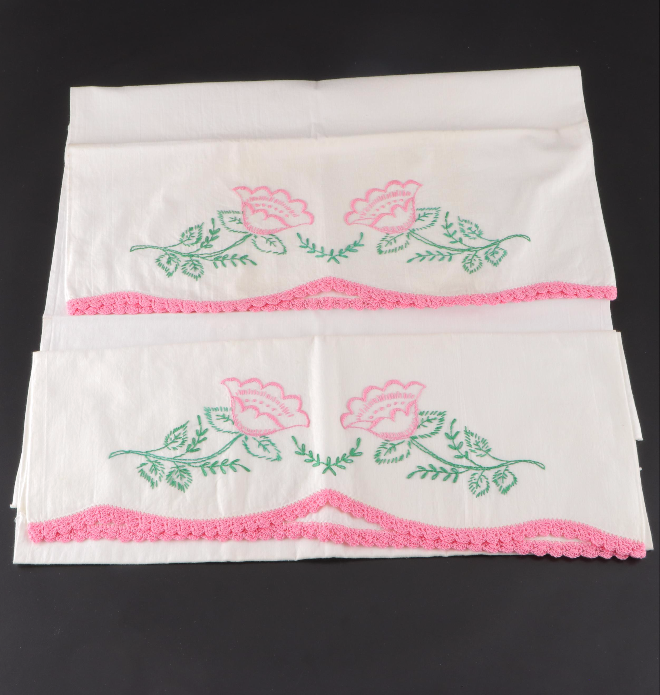 Embroidery and Lace Embellished Table Linens, Mid-20th Century