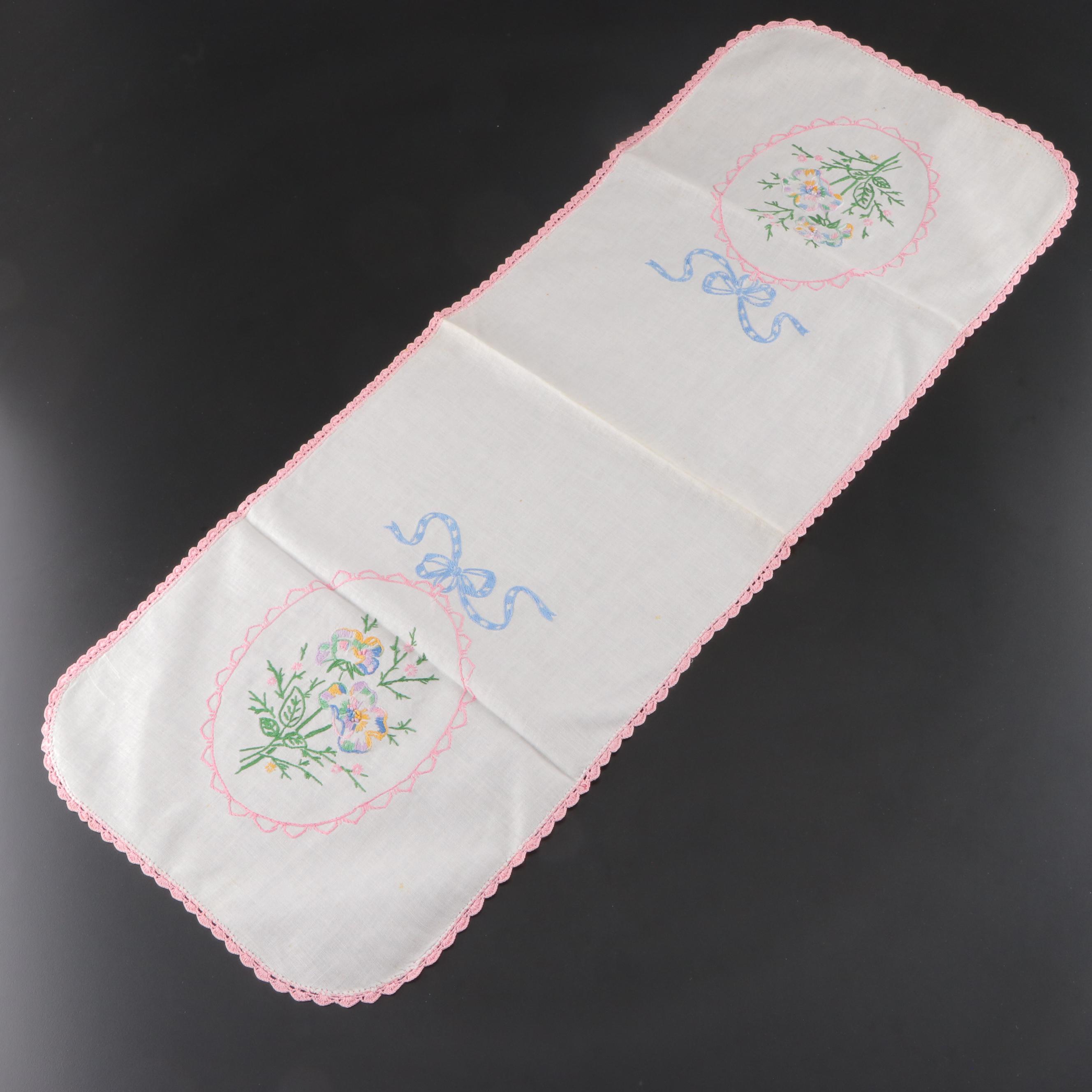 Embroidery and Lace Embellished Table Linens, Mid-20th Century