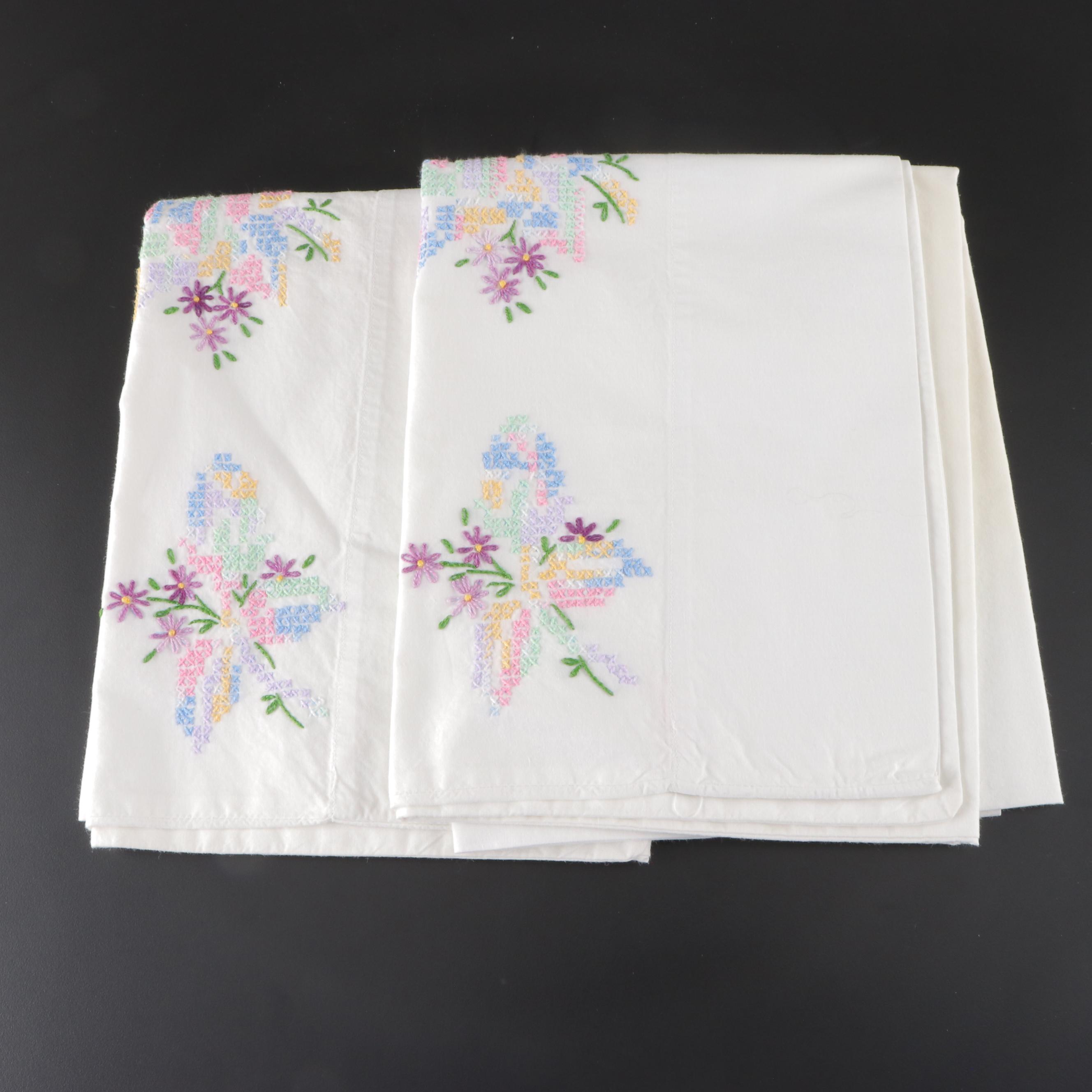 Embroidery and Lace Embellished Table Linens, Mid-20th Century