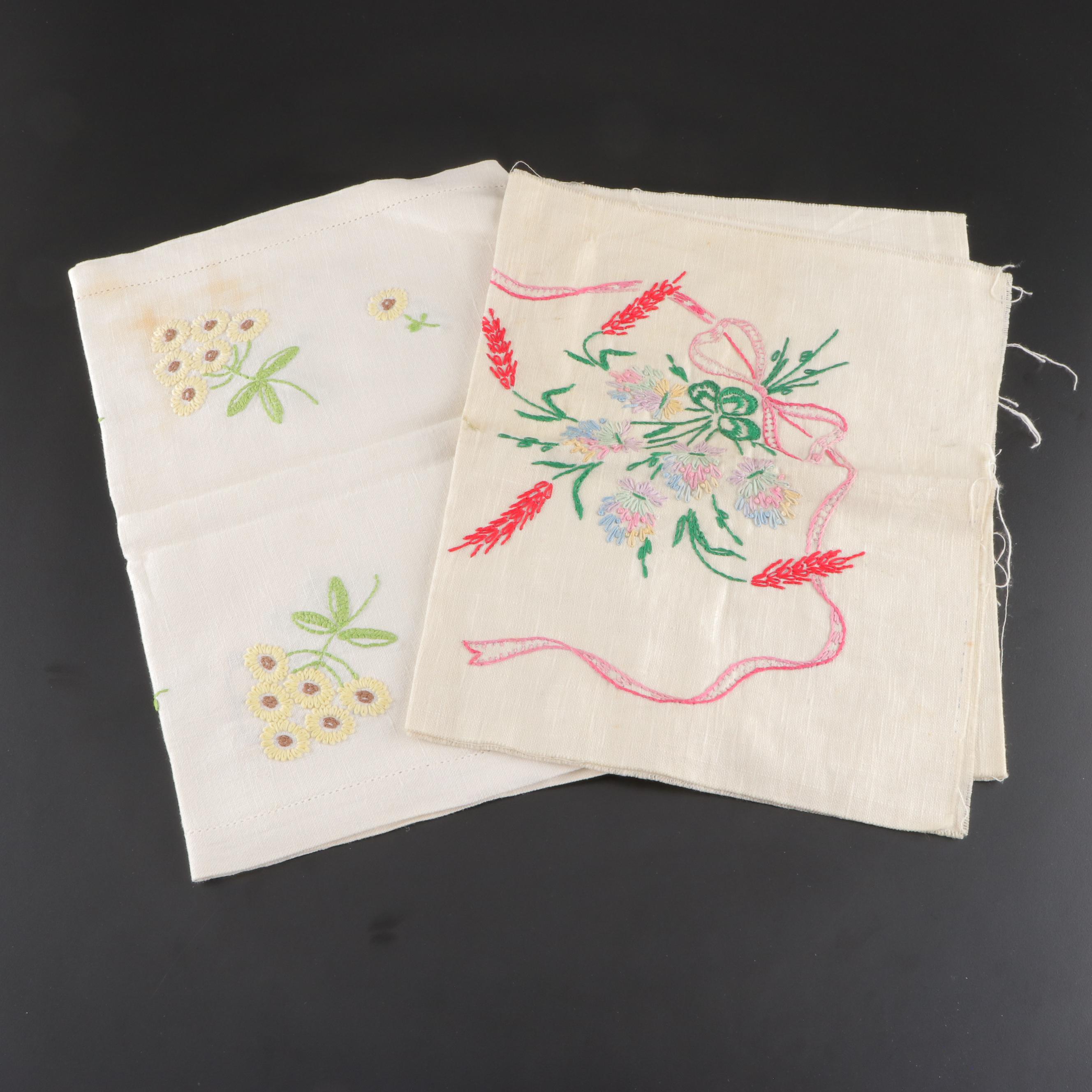 Embroidery and Lace Embellished Table Linens, Mid-20th Century