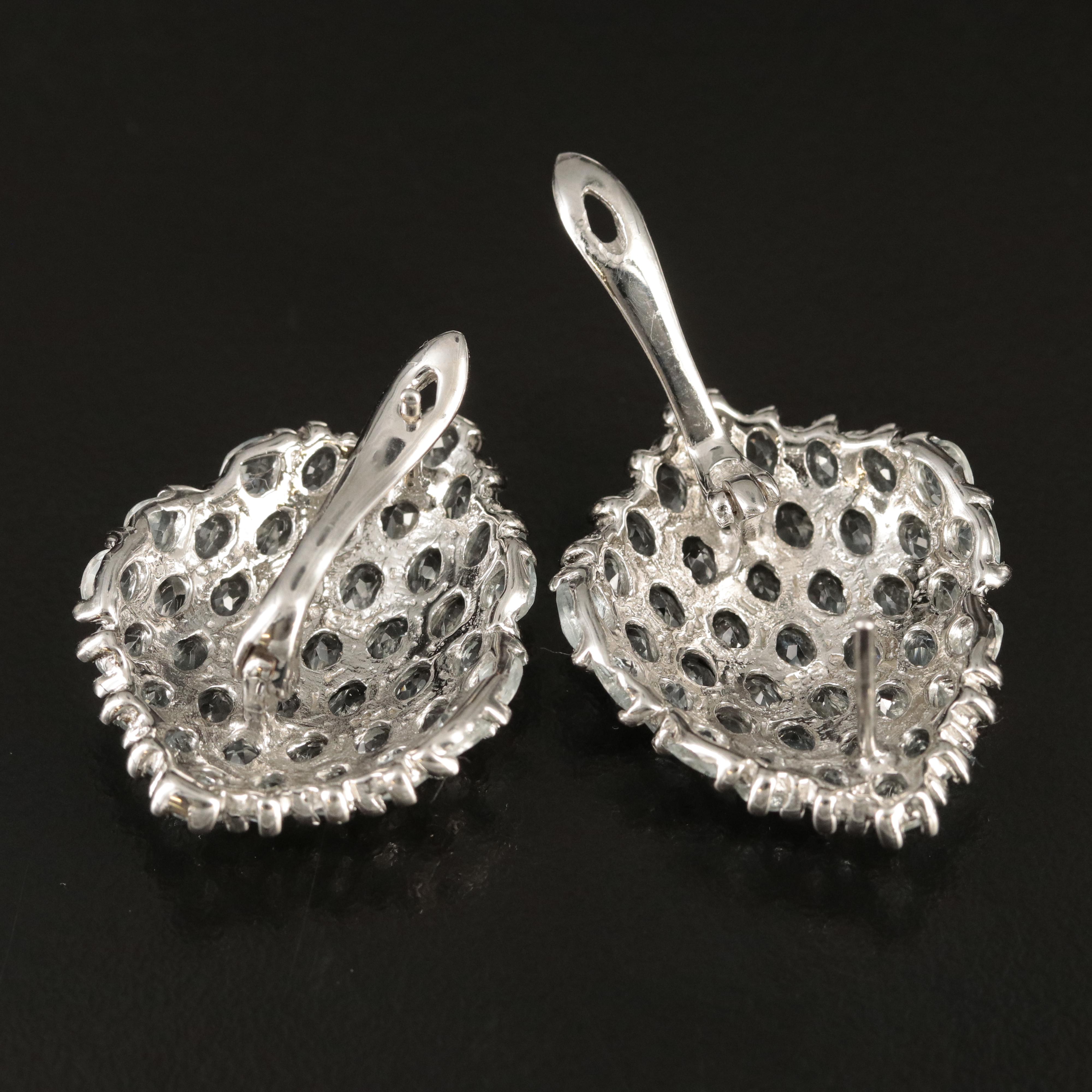 Sterling Aquamarine Cluster Earrings